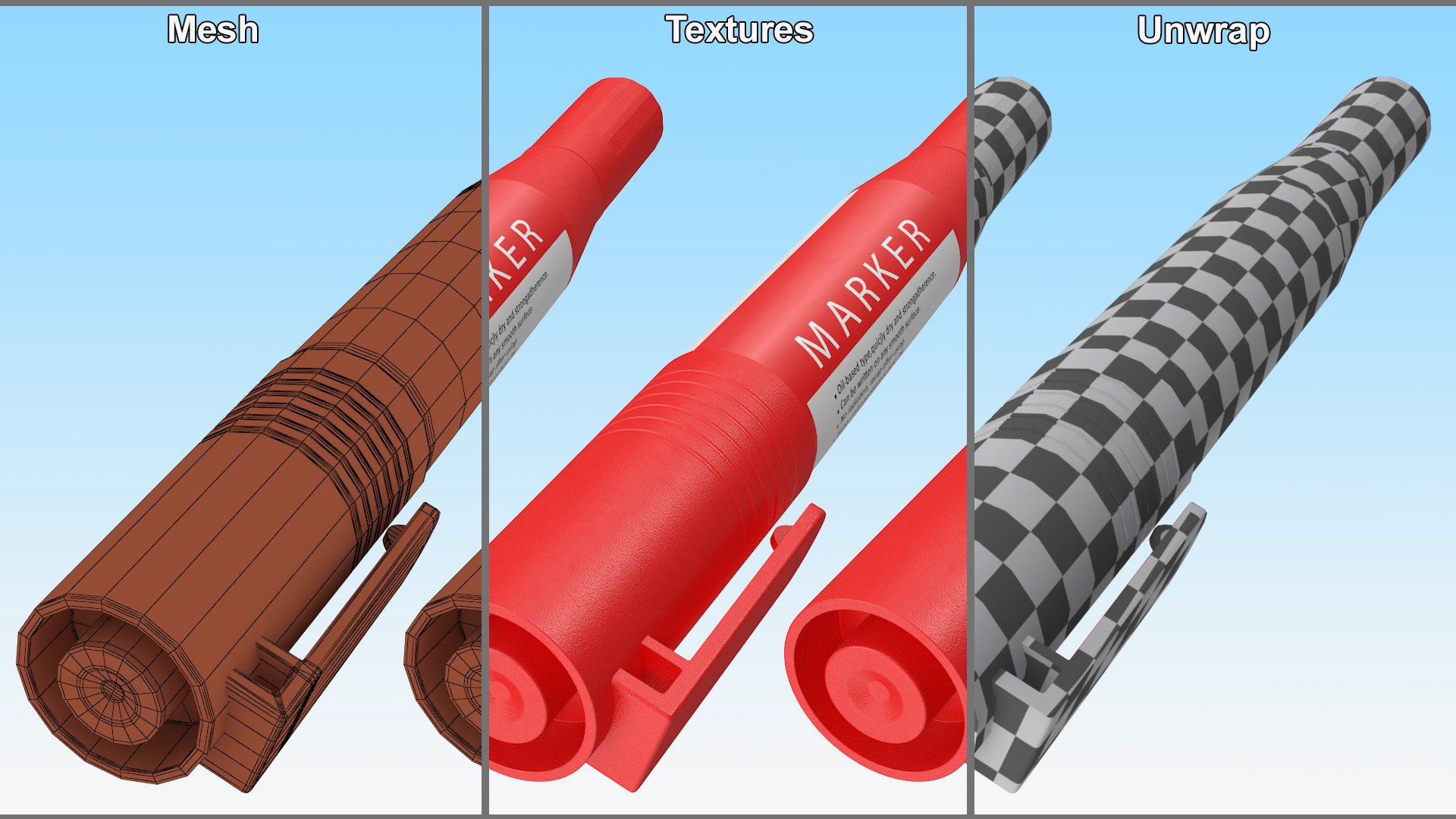 3D Double-Ended Marker Red model