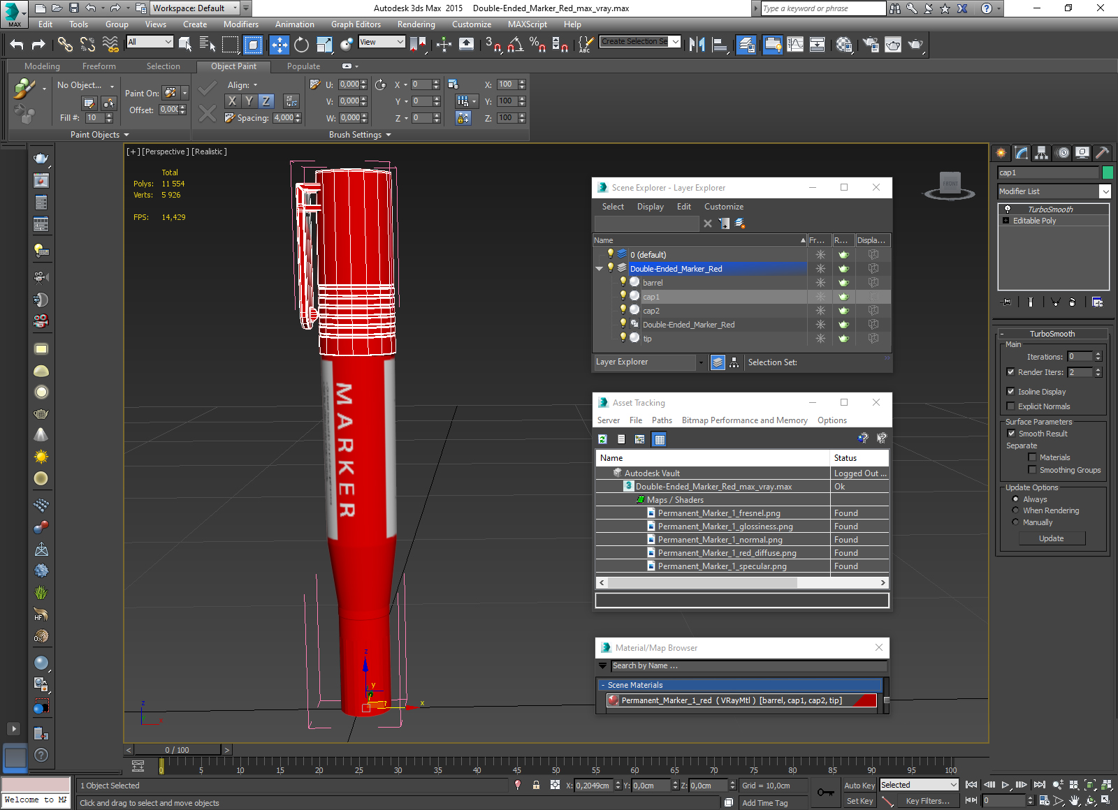 3D Double-Ended Marker Red model