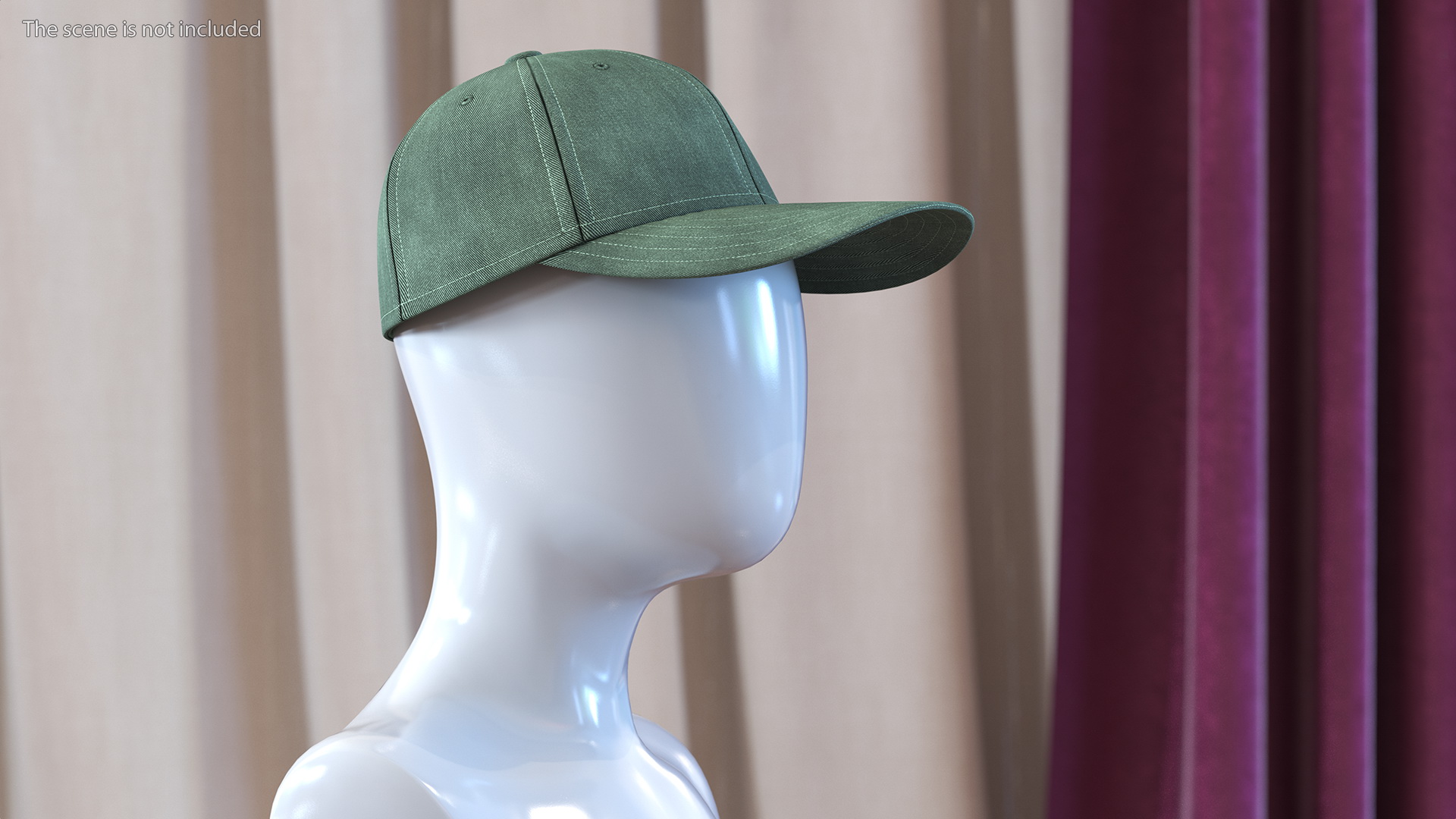 Baseball Cap Denim Green 3D model