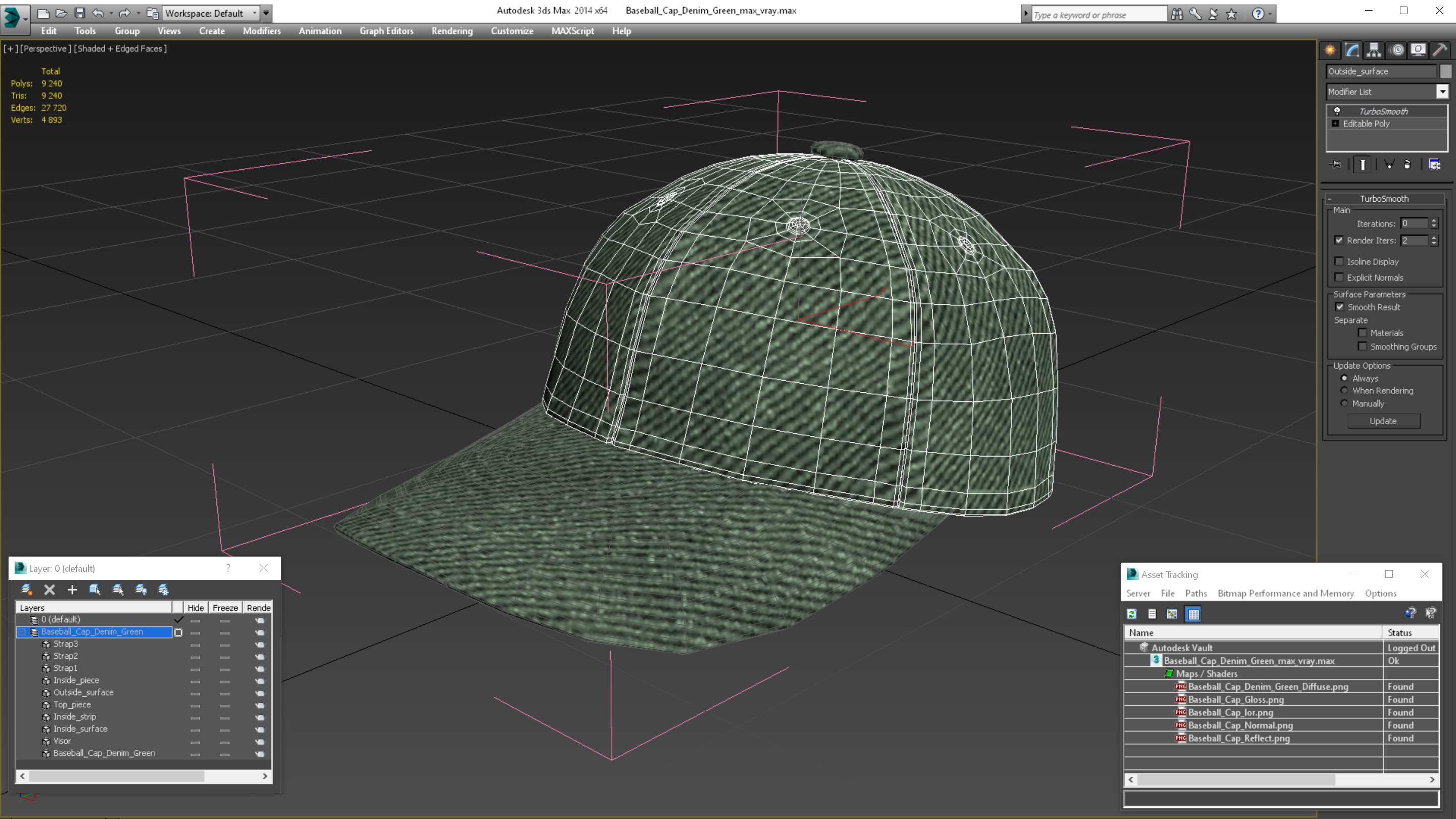 Baseball Cap Denim Green 3D model
