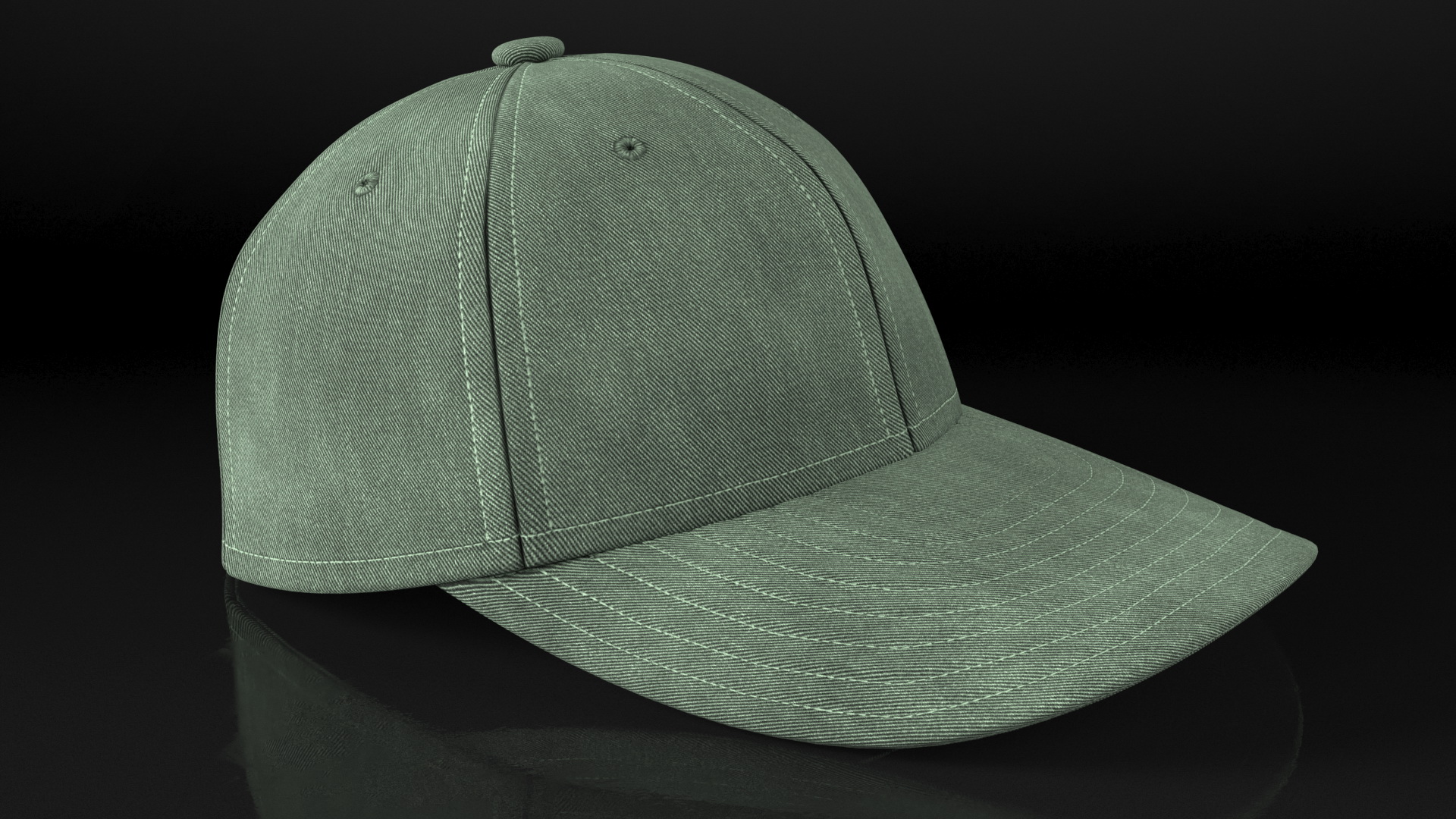 Baseball Cap Denim Green 3D model
