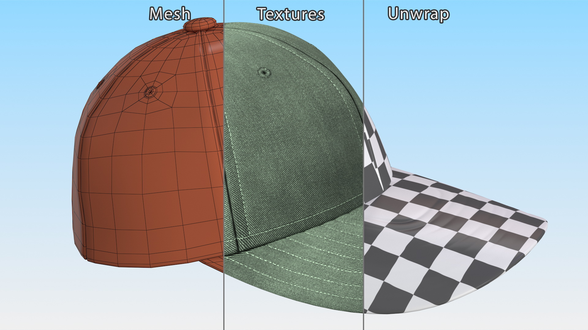 Baseball Cap Denim Green 3D model