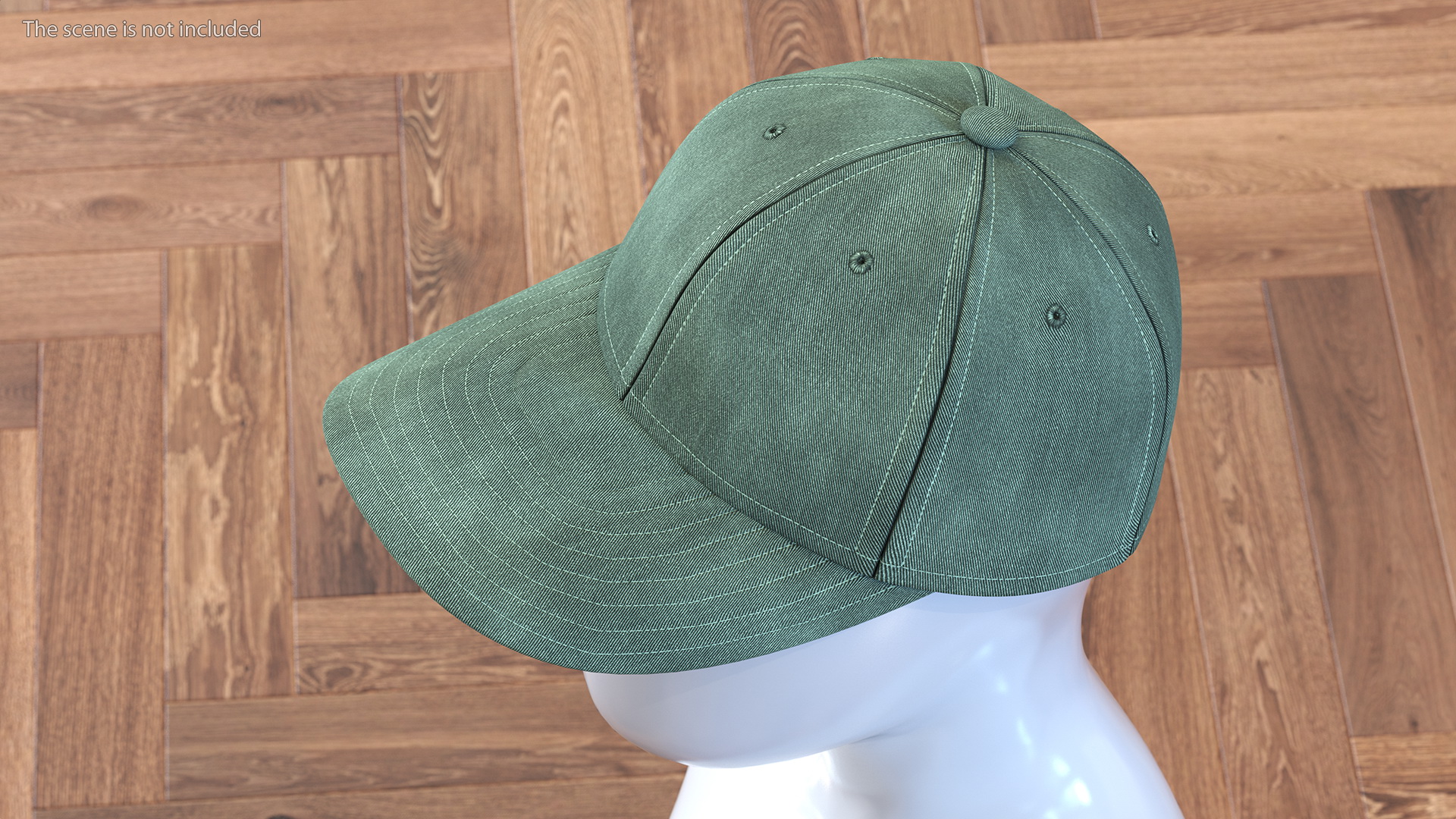 Baseball Cap Denim Green 3D model