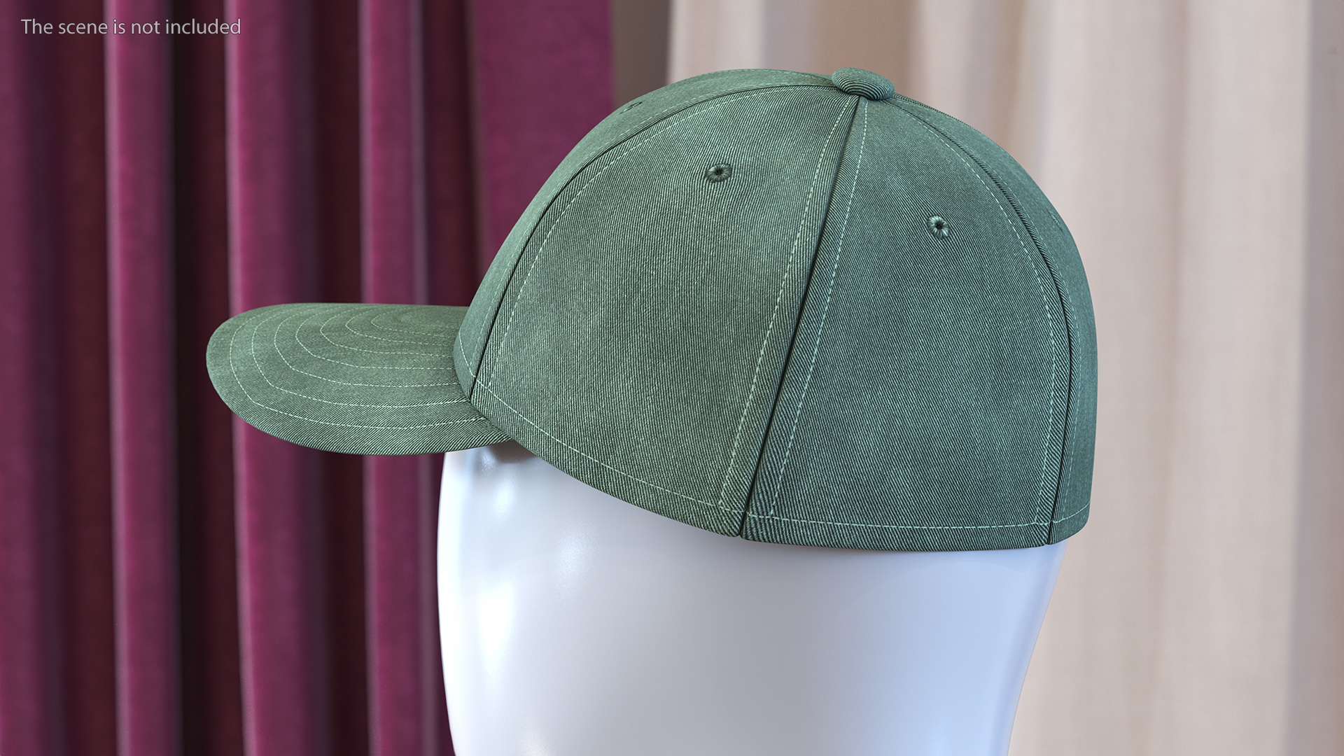 Baseball Cap Denim Green 3D model