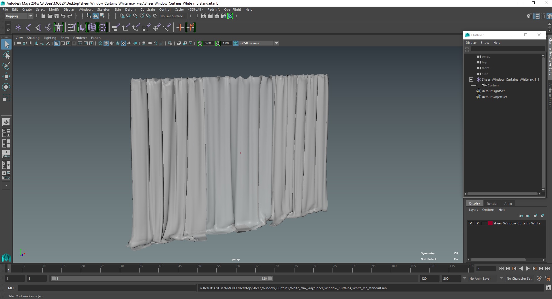 Sheer Window Curtains White 3D