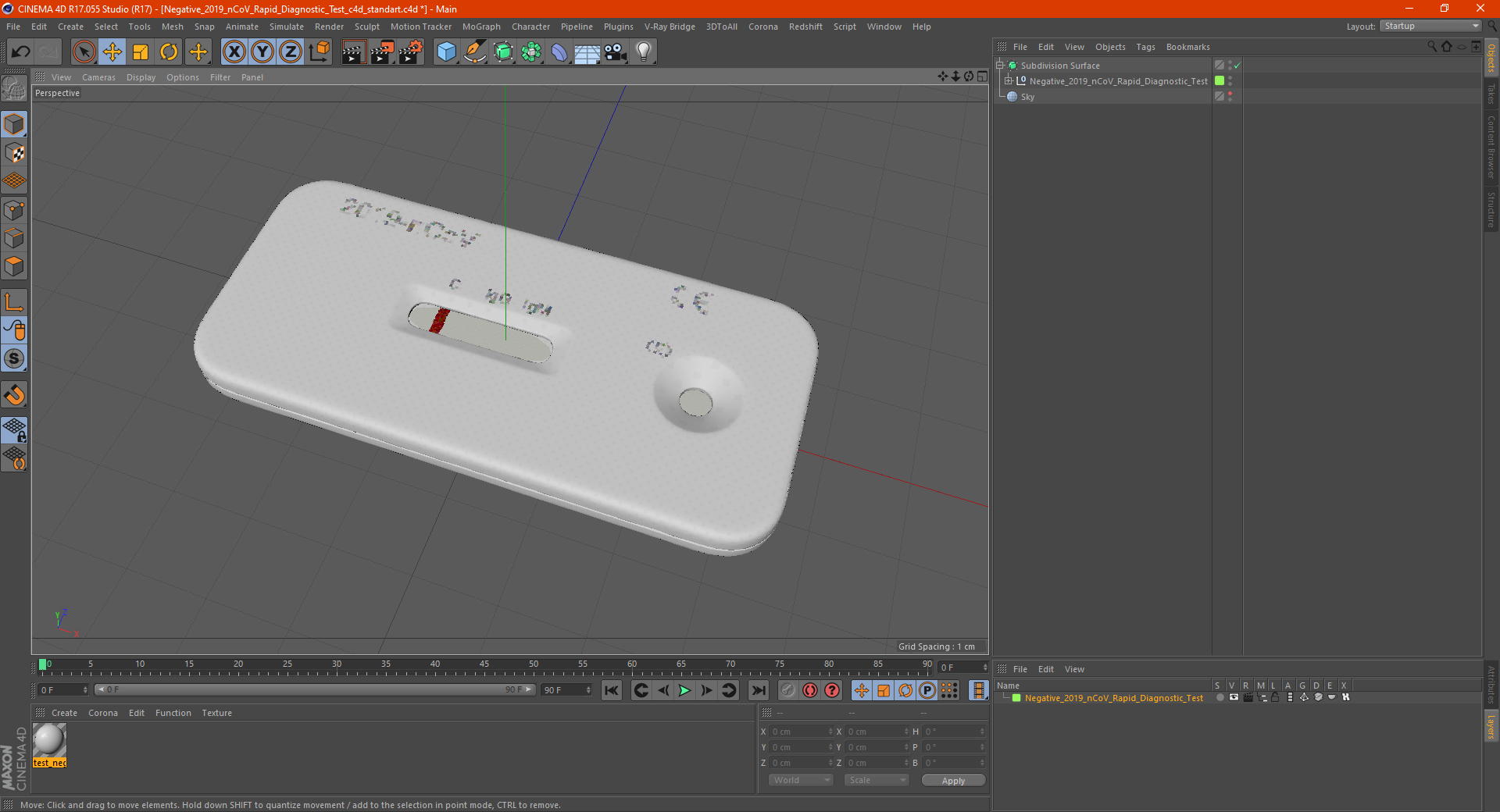 3D model Negative 2019 nCoV Rapid Diagnostic Test