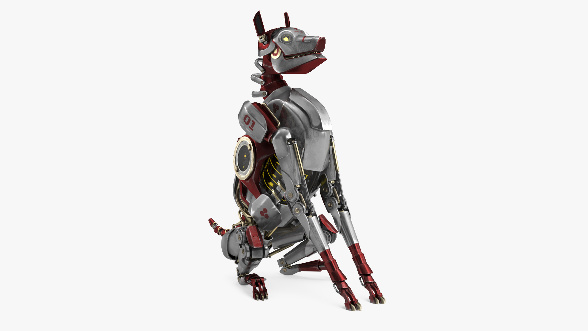 3D Futuristic Robotic Dog Concept Sitting Pose model