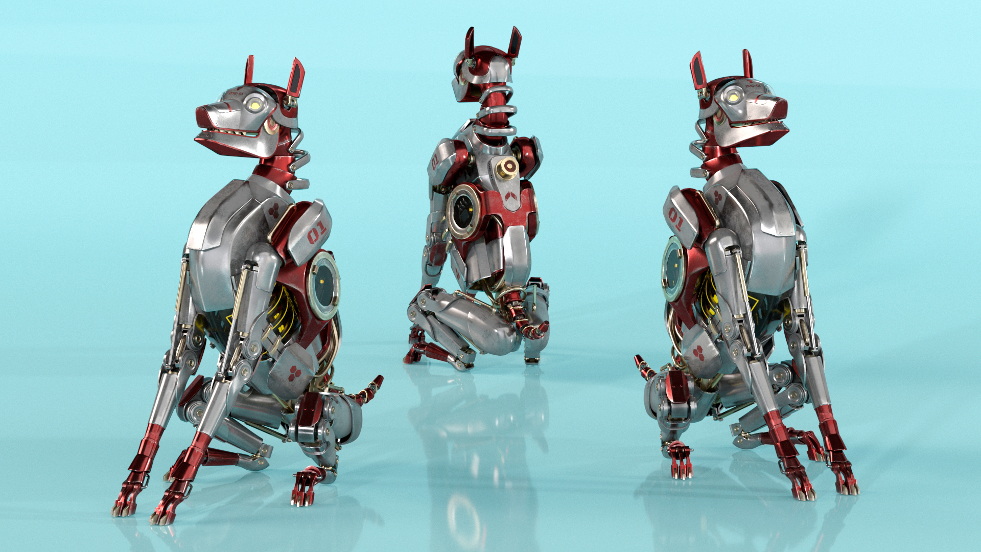 3D Futuristic Robotic Dog Concept Sitting Pose model