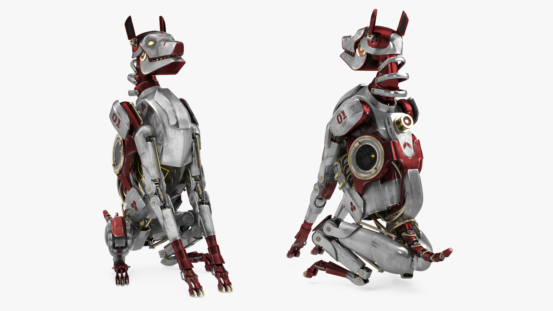 3D Futuristic Robotic Dog Concept Sitting Pose model