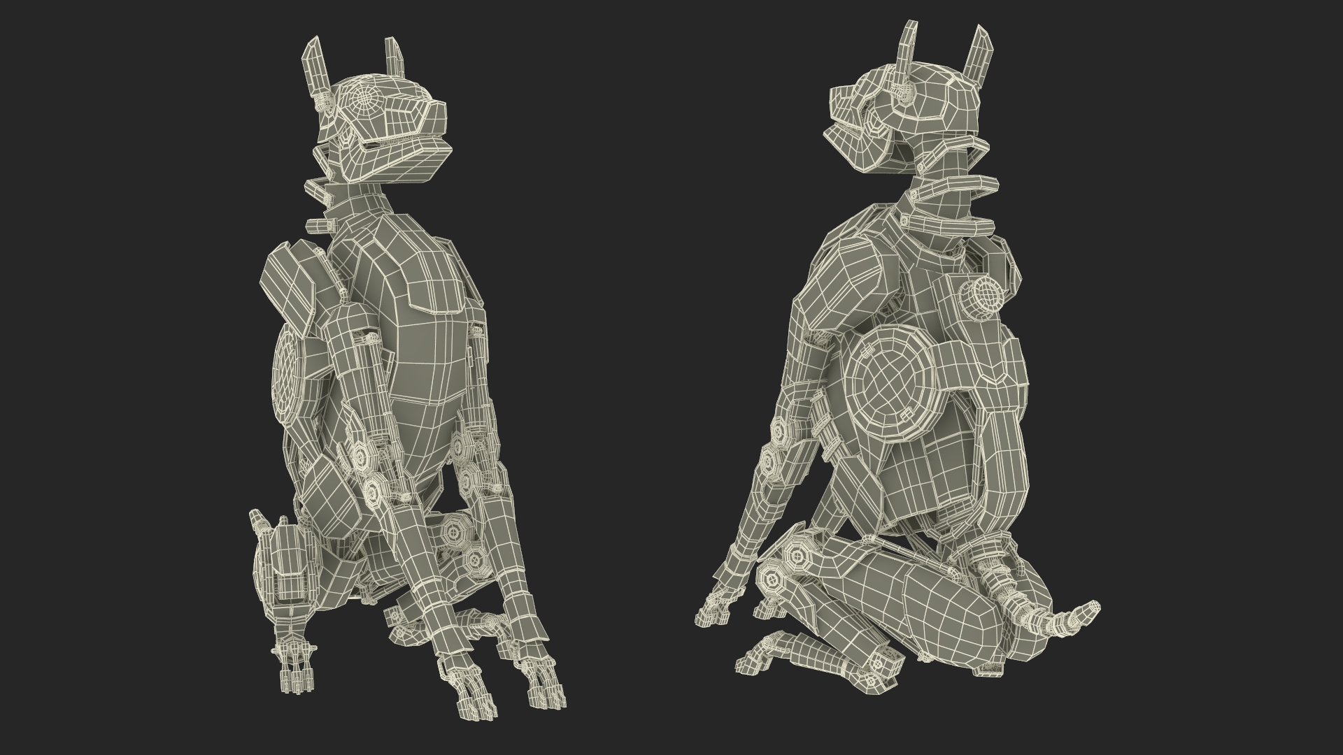 3D Futuristic Robotic Dog Concept Sitting Pose model