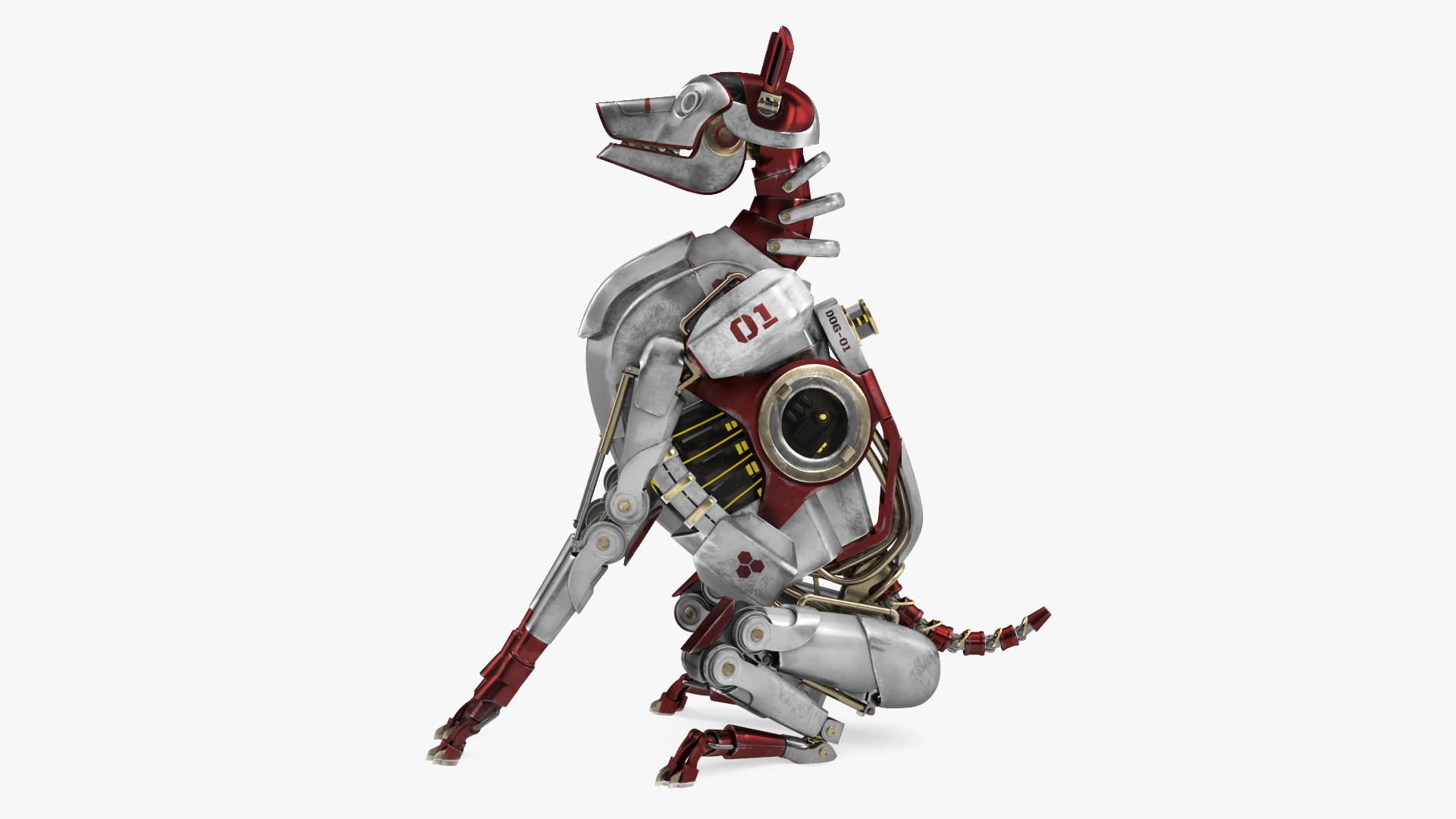 3D Futuristic Robotic Dog Concept Sitting Pose model