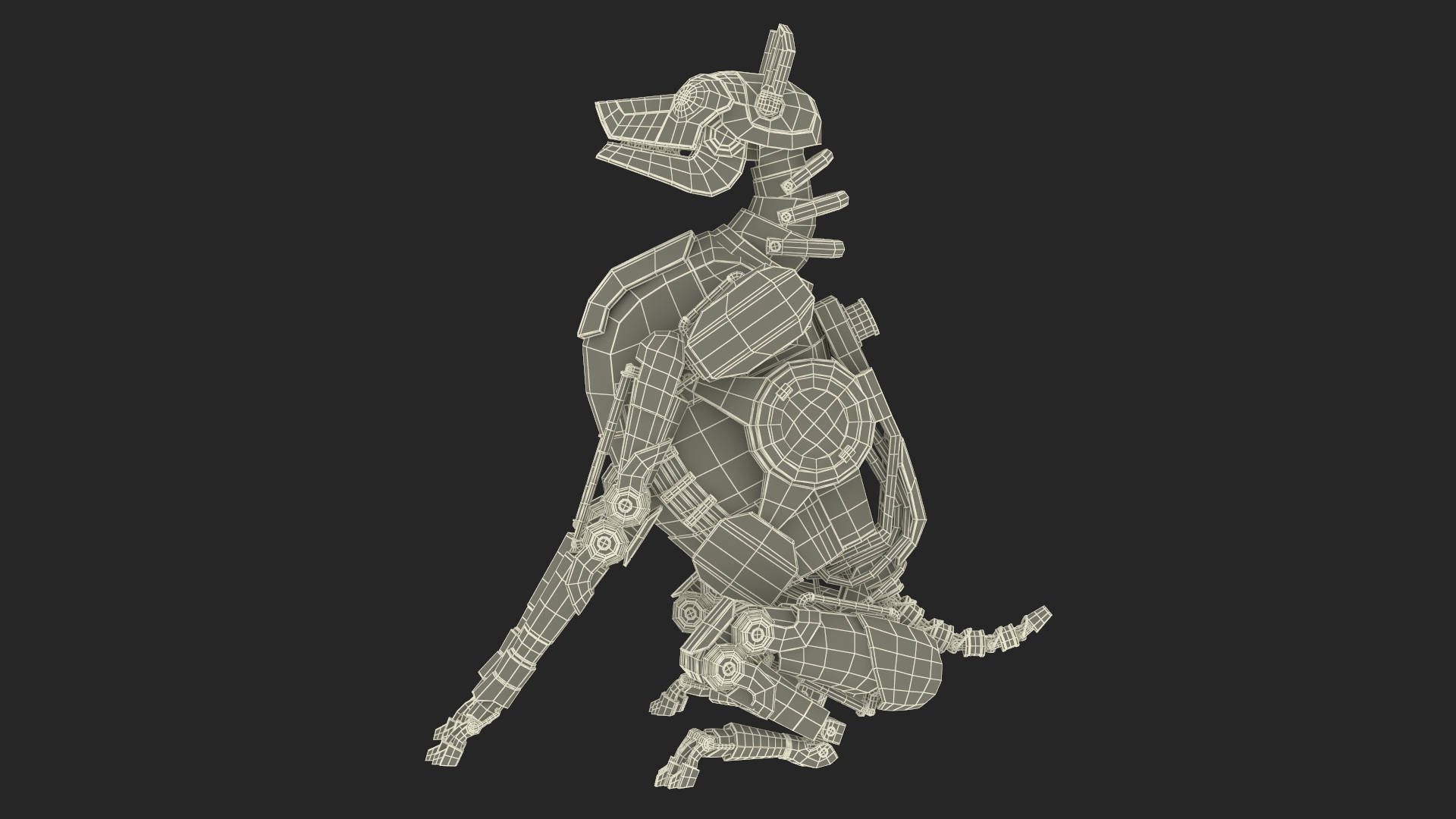 3D Futuristic Robotic Dog Concept Sitting Pose model
