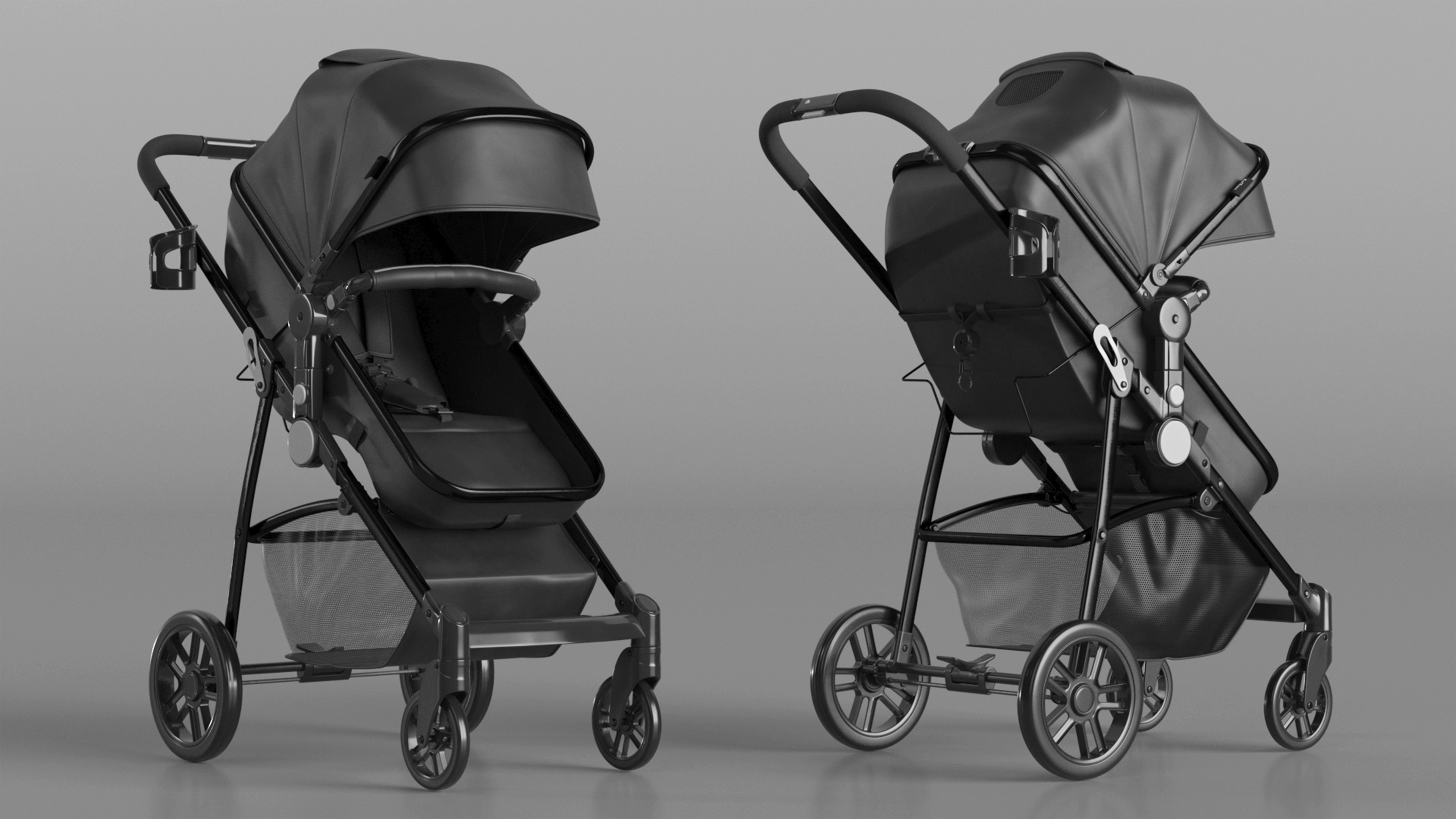 3D model Foldable Walking Baby Stroller
