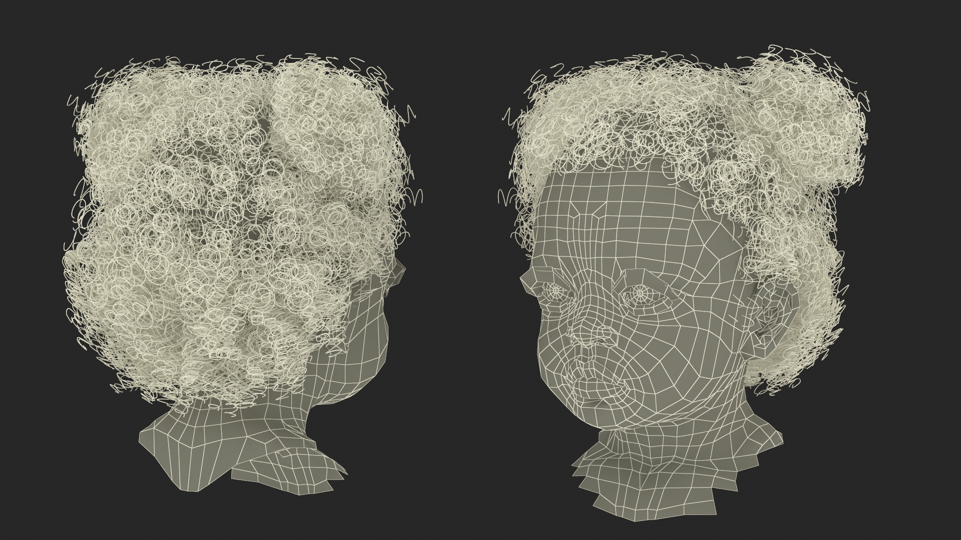 Dark Skin Toddler Girl Head 3D