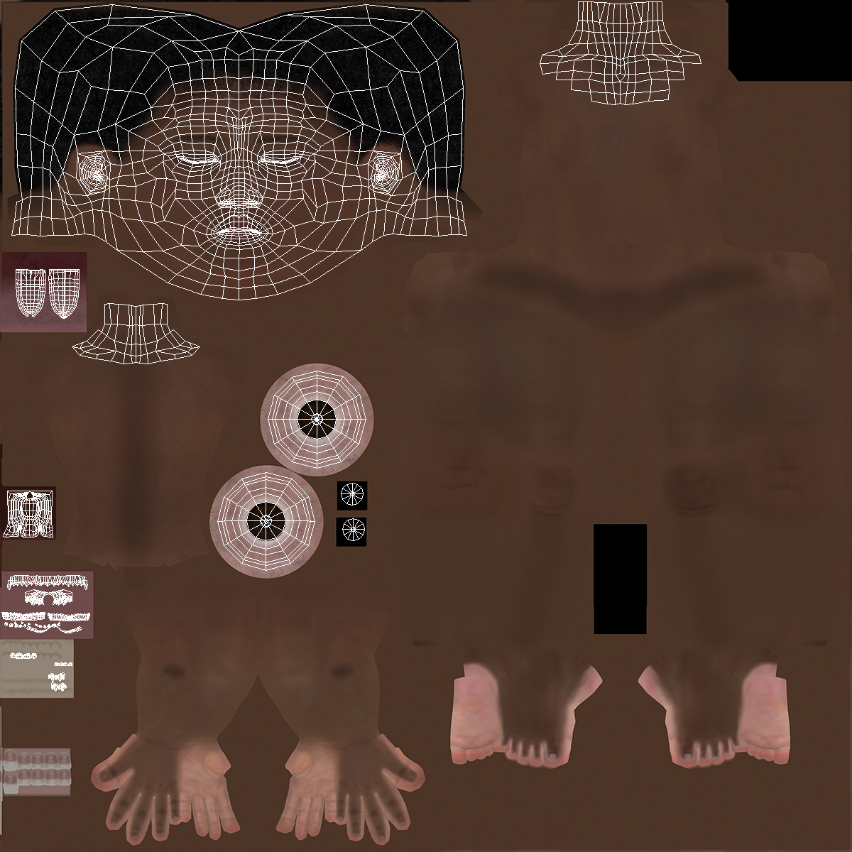 Dark Skin Toddler Girl Head 3D