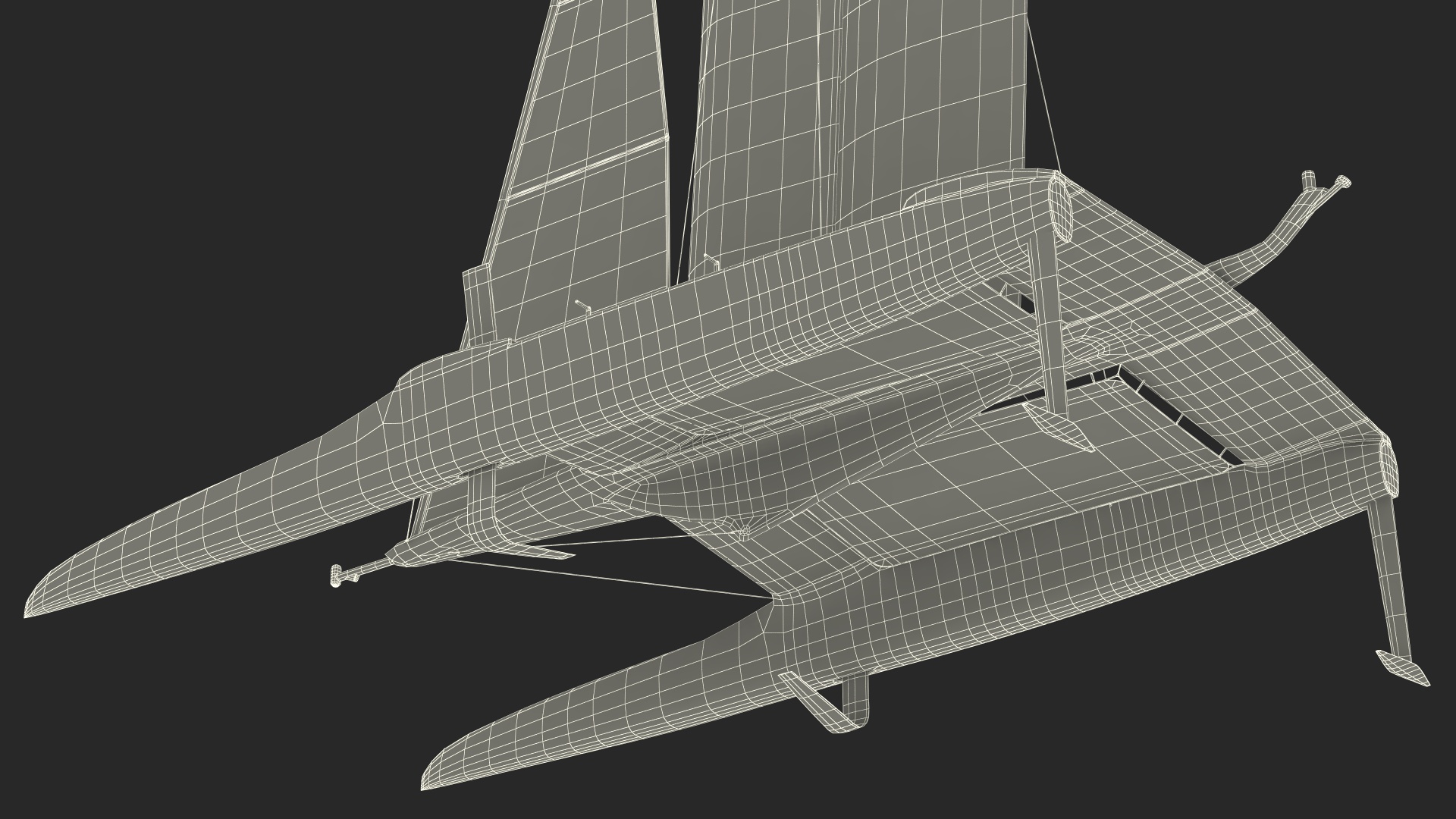 3D Foiling Race Yacht Blue model