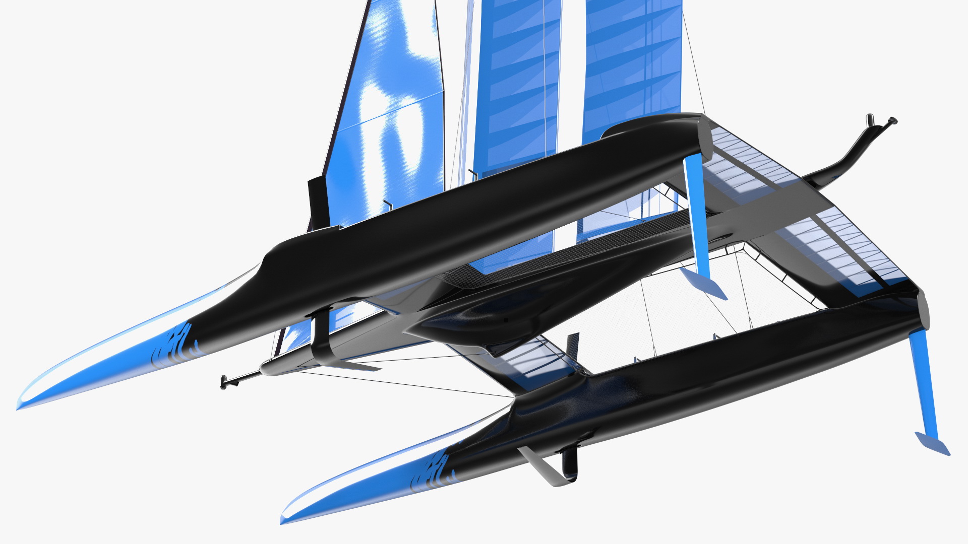 3D Foiling Race Yacht Blue model