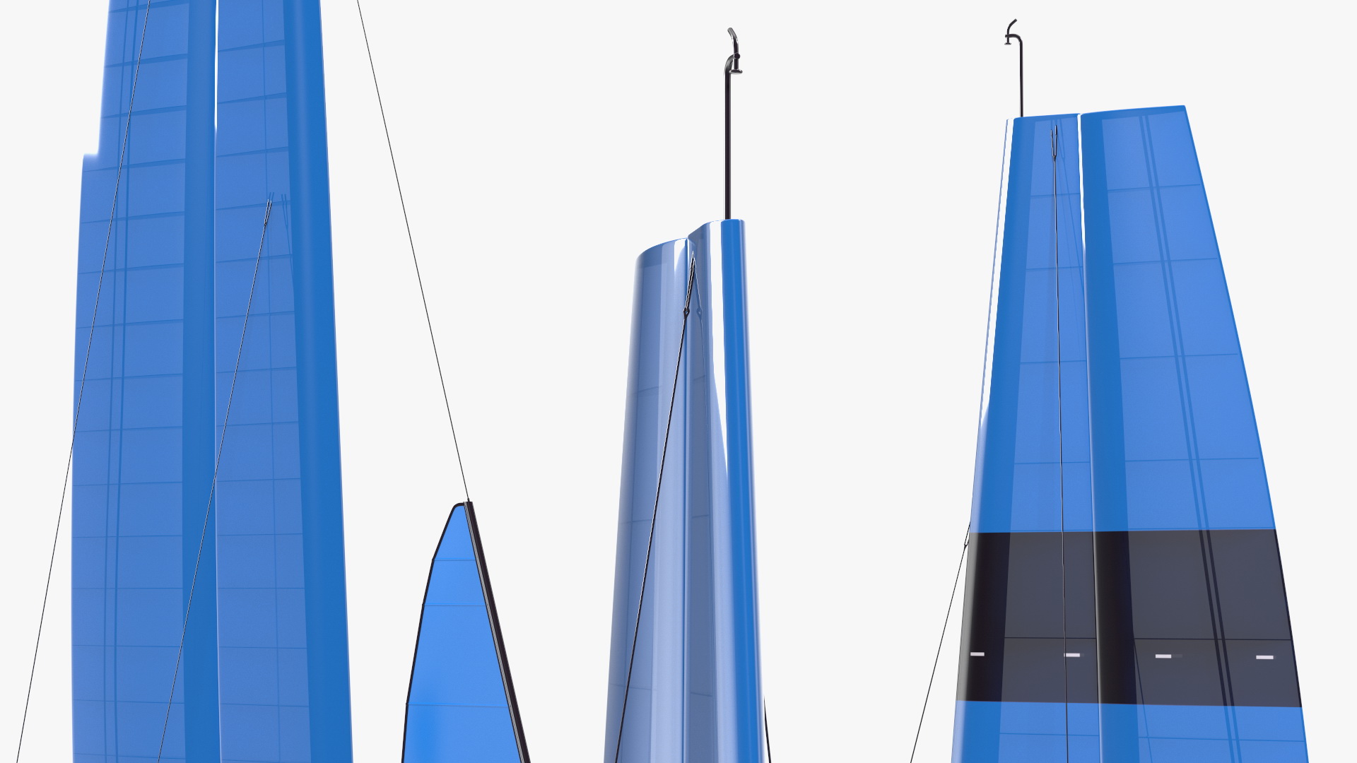 3D Foiling Race Yacht Blue model