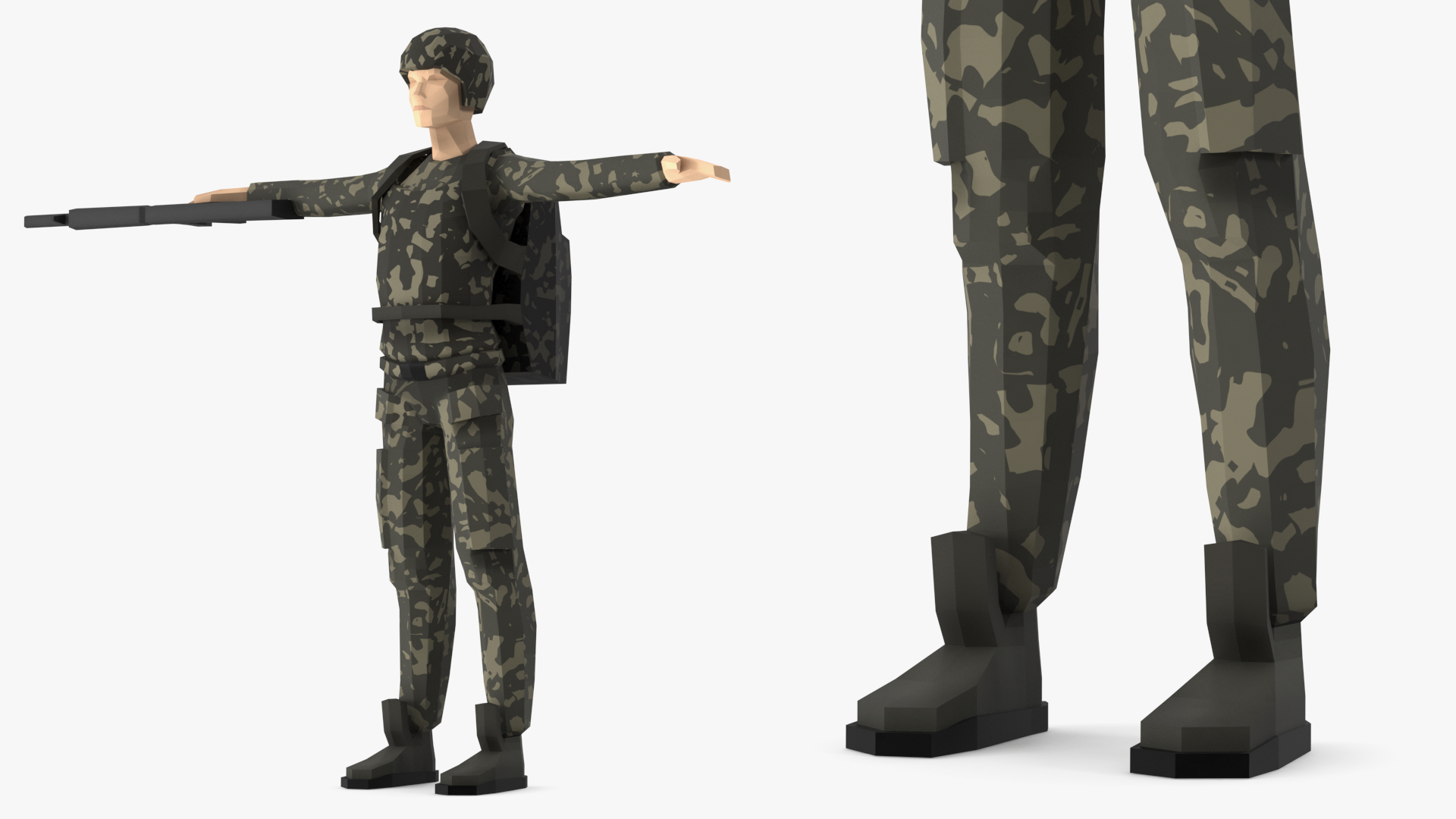 3D Soldier Low Poly Rigged model