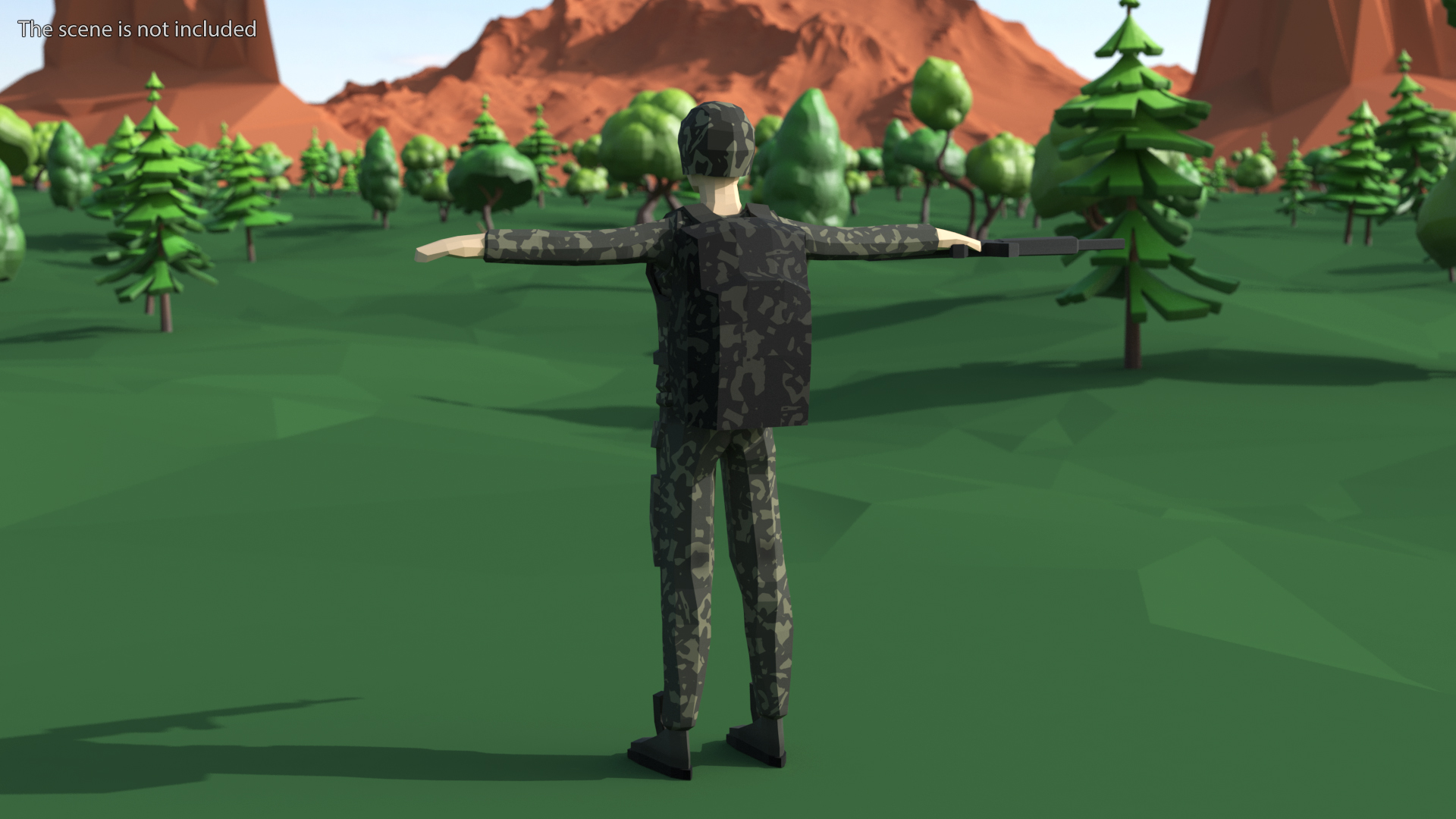 3D Soldier Low Poly Rigged model