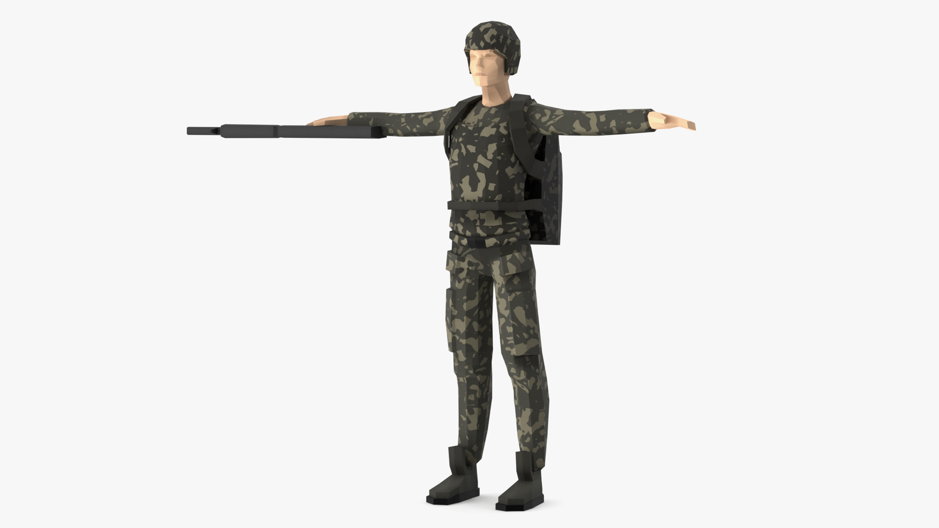 3D Soldier Low Poly Rigged model