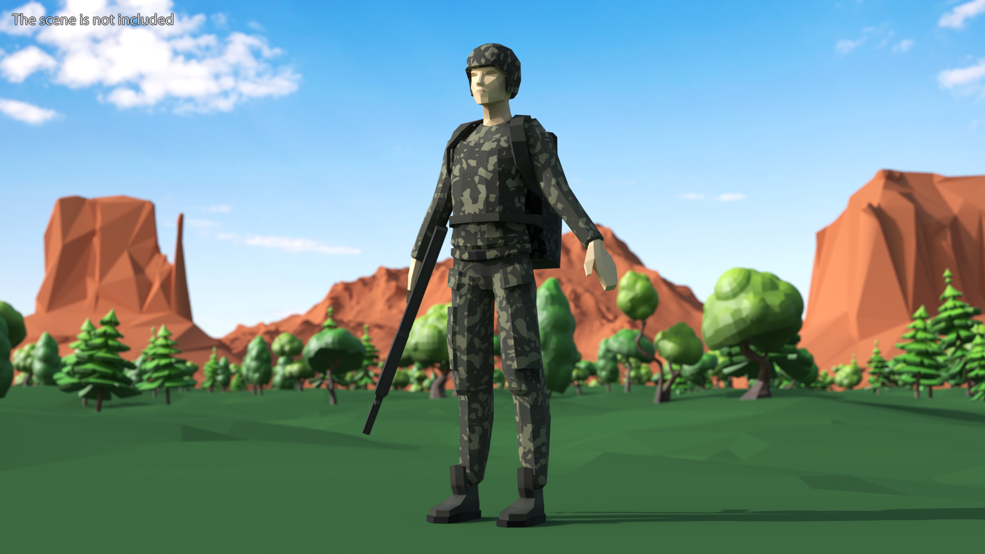 3D Soldier Low Poly Rigged model