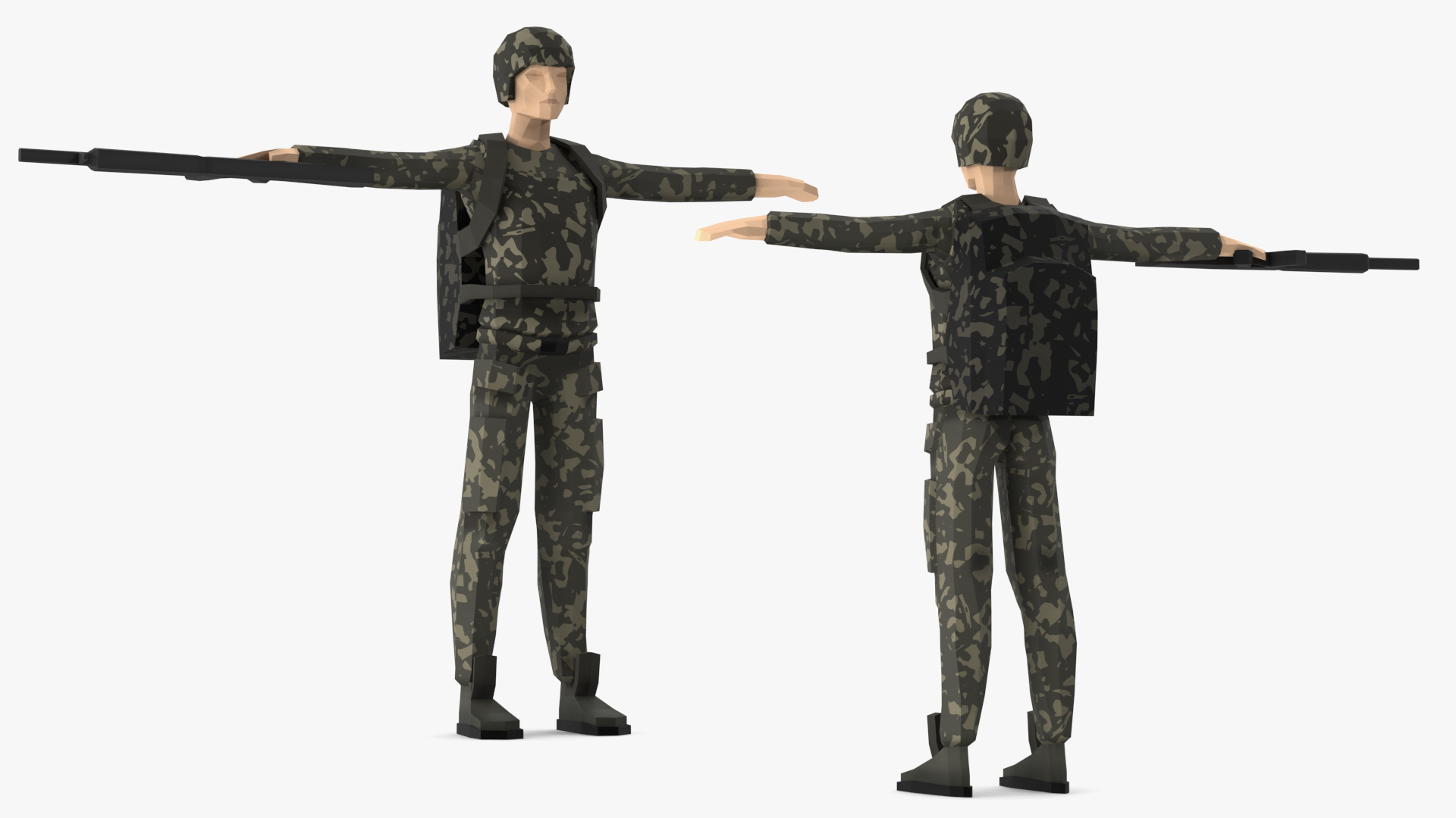 3D Soldier Low Poly Rigged model