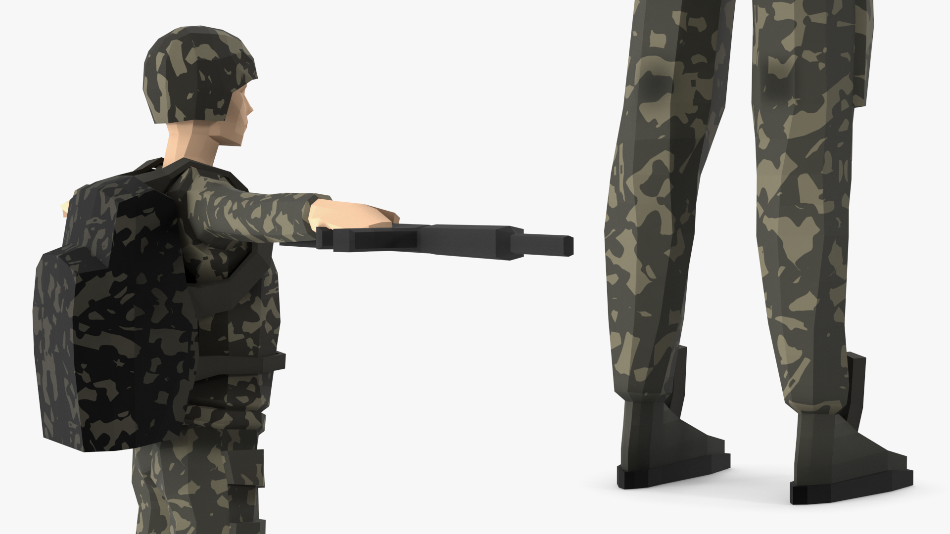 3D Soldier Low Poly Rigged model