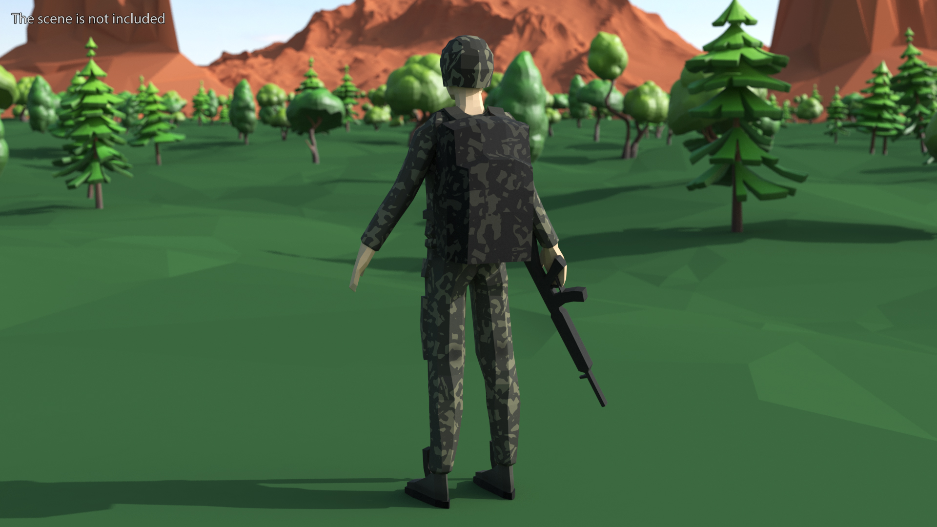 3D Soldier Low Poly Rigged model
