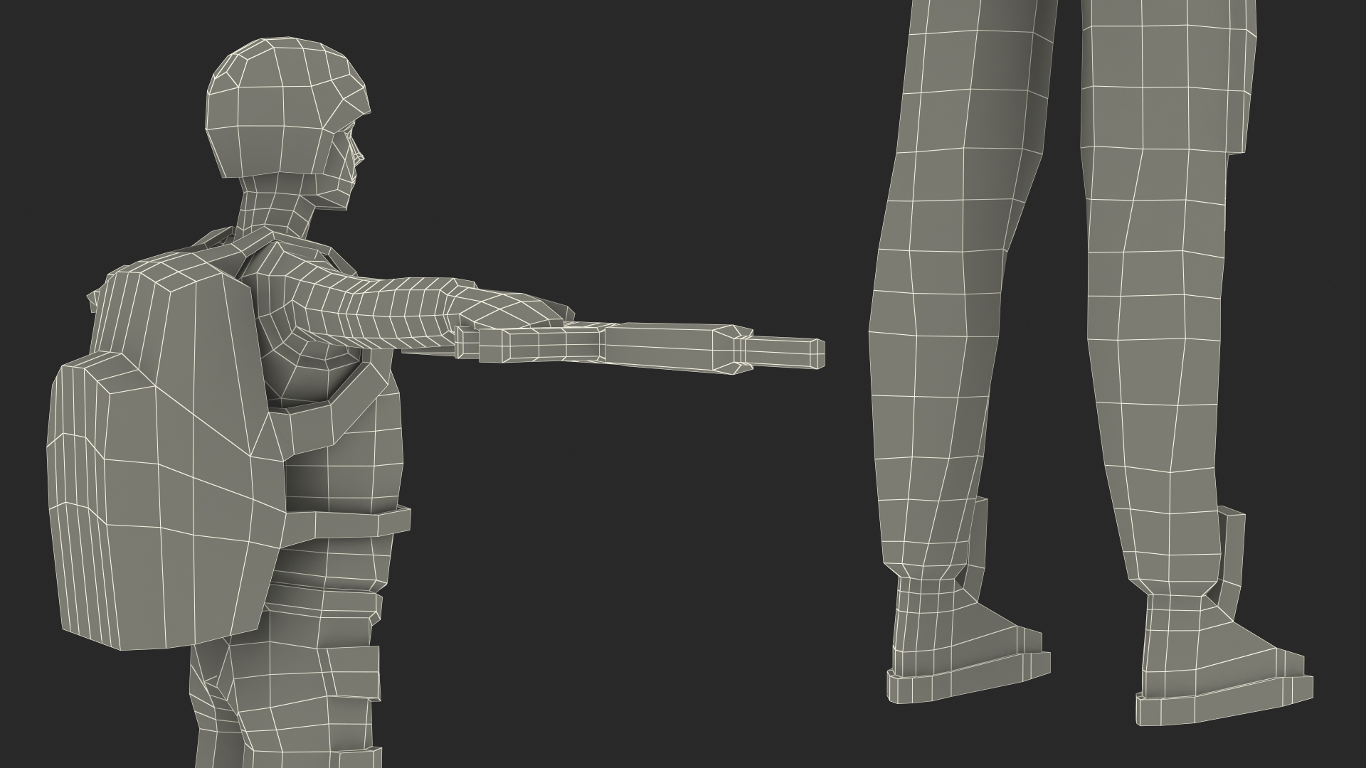 3D Soldier Low Poly Rigged model