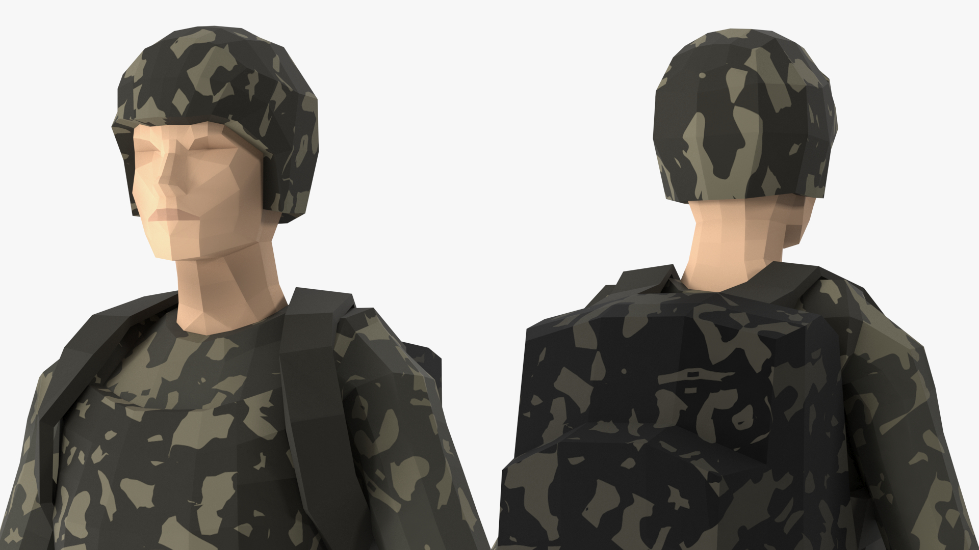 3D Soldier Low Poly Rigged model