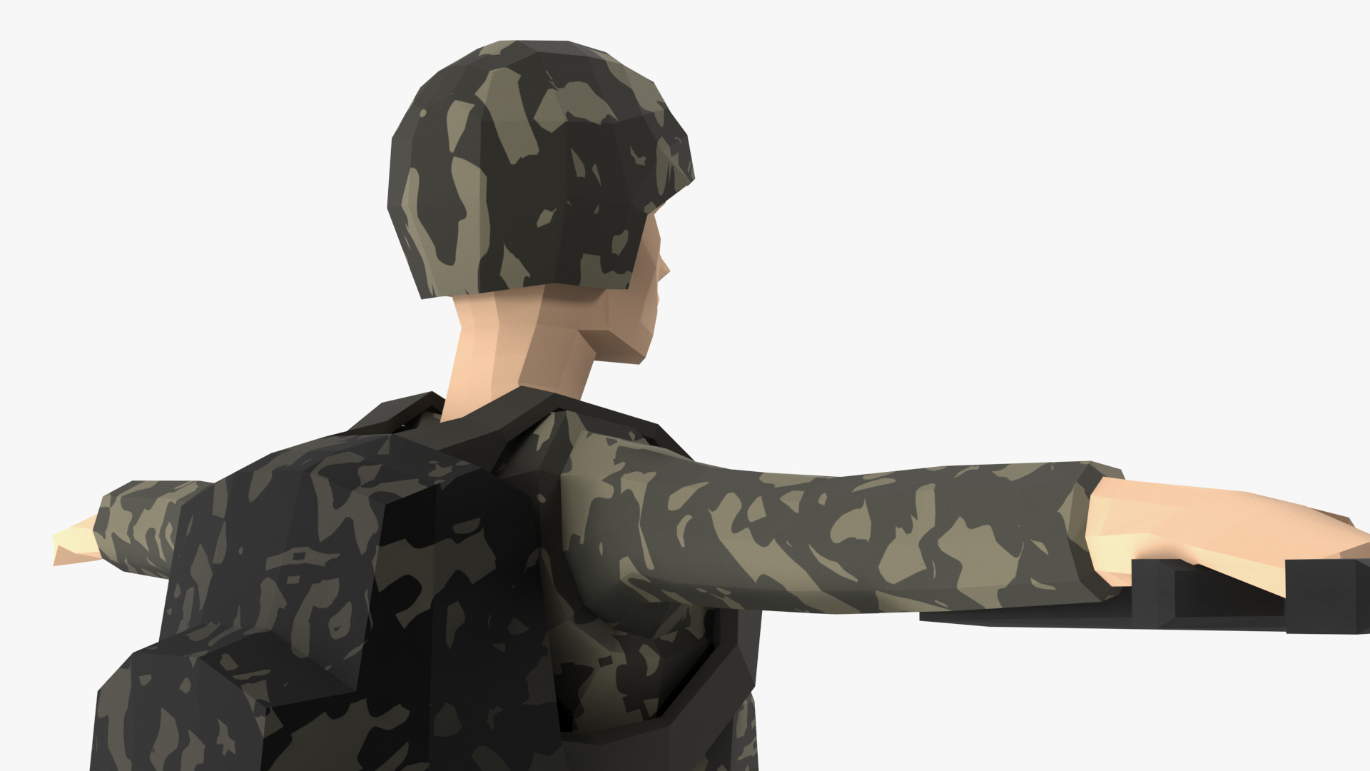 3D Soldier Low Poly Rigged model