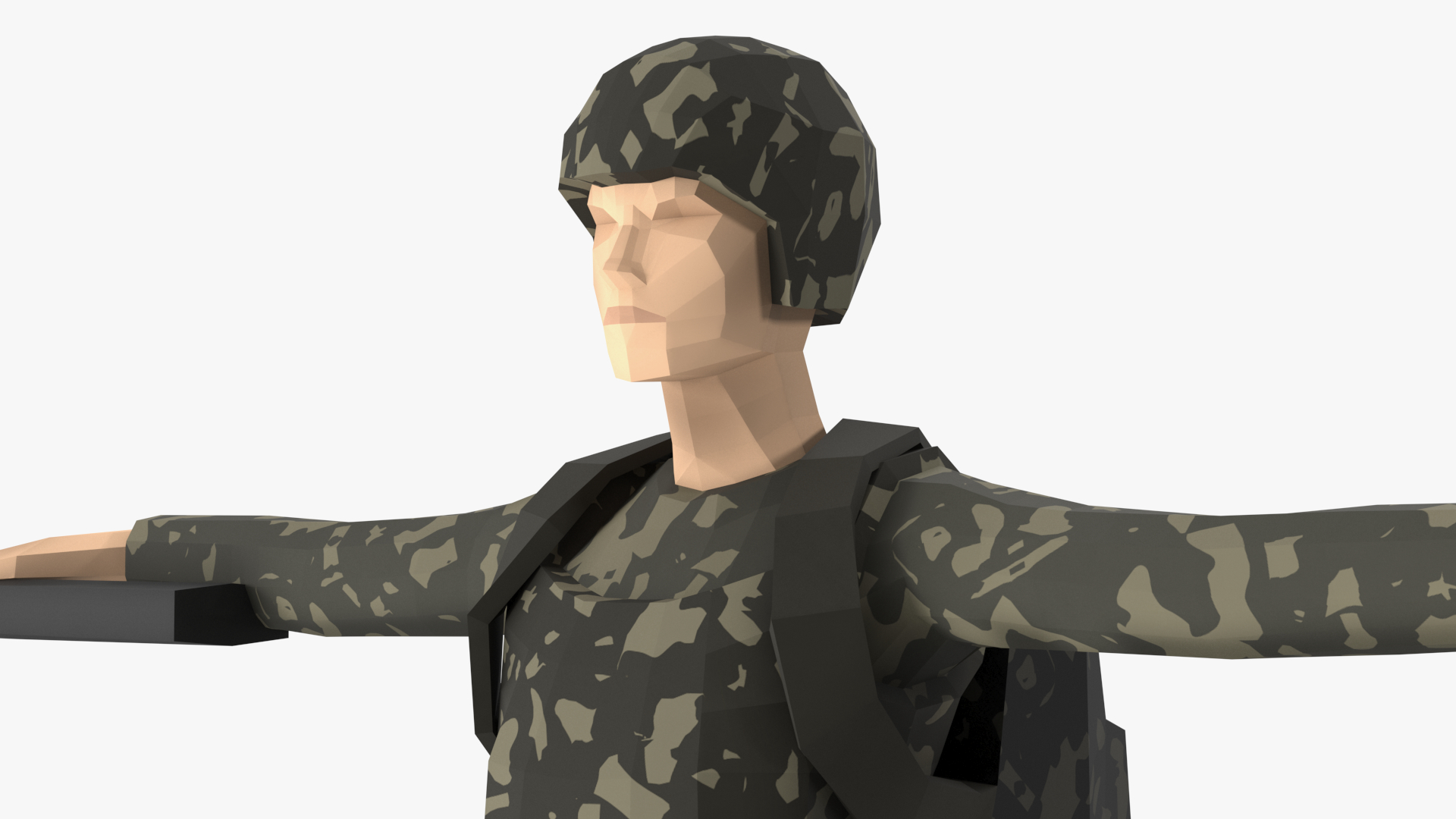 3D Soldier Low Poly Rigged model