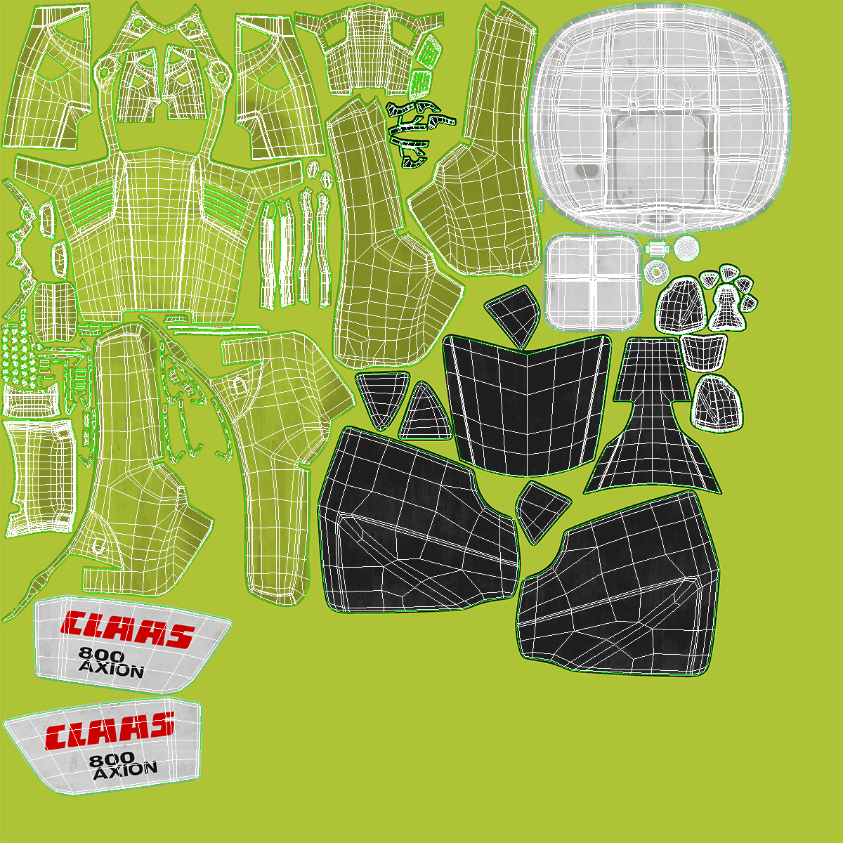 3D model CLAAS AXION Tractor Detailed Interior Dirty Rigged