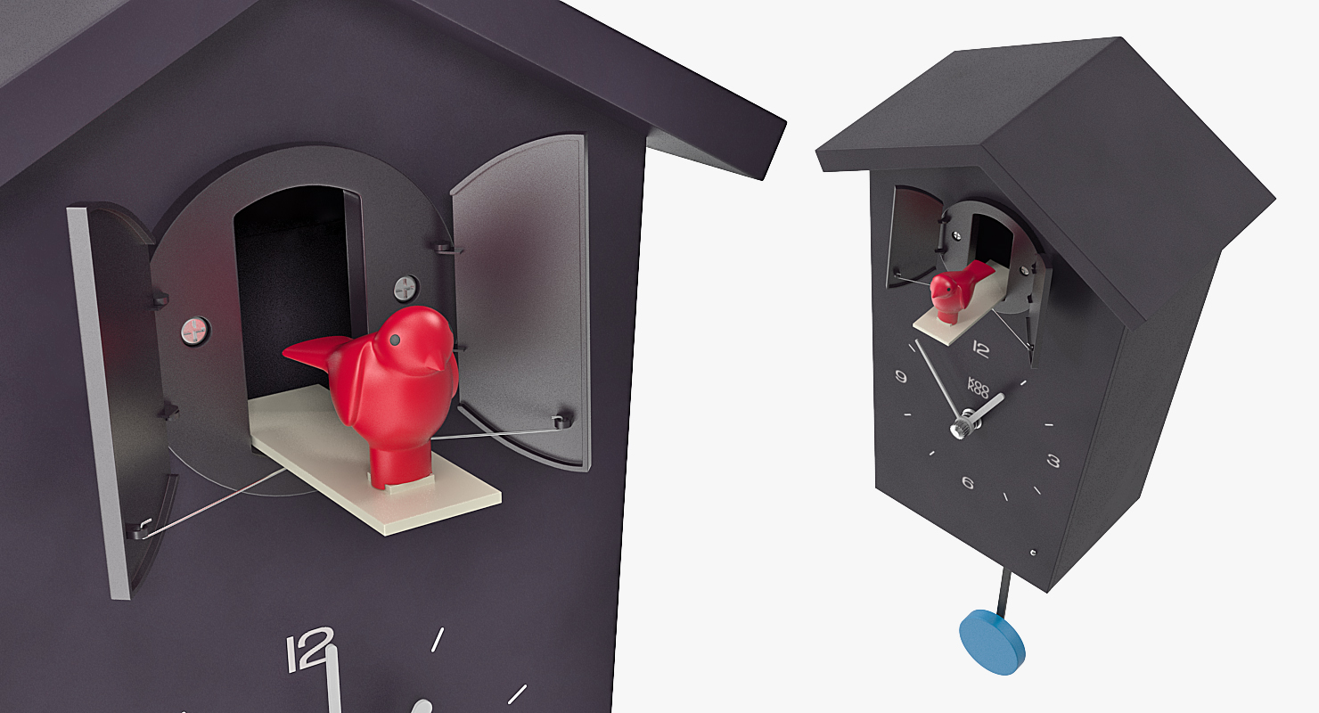 3D model Cuckoo Clock Black Rigged