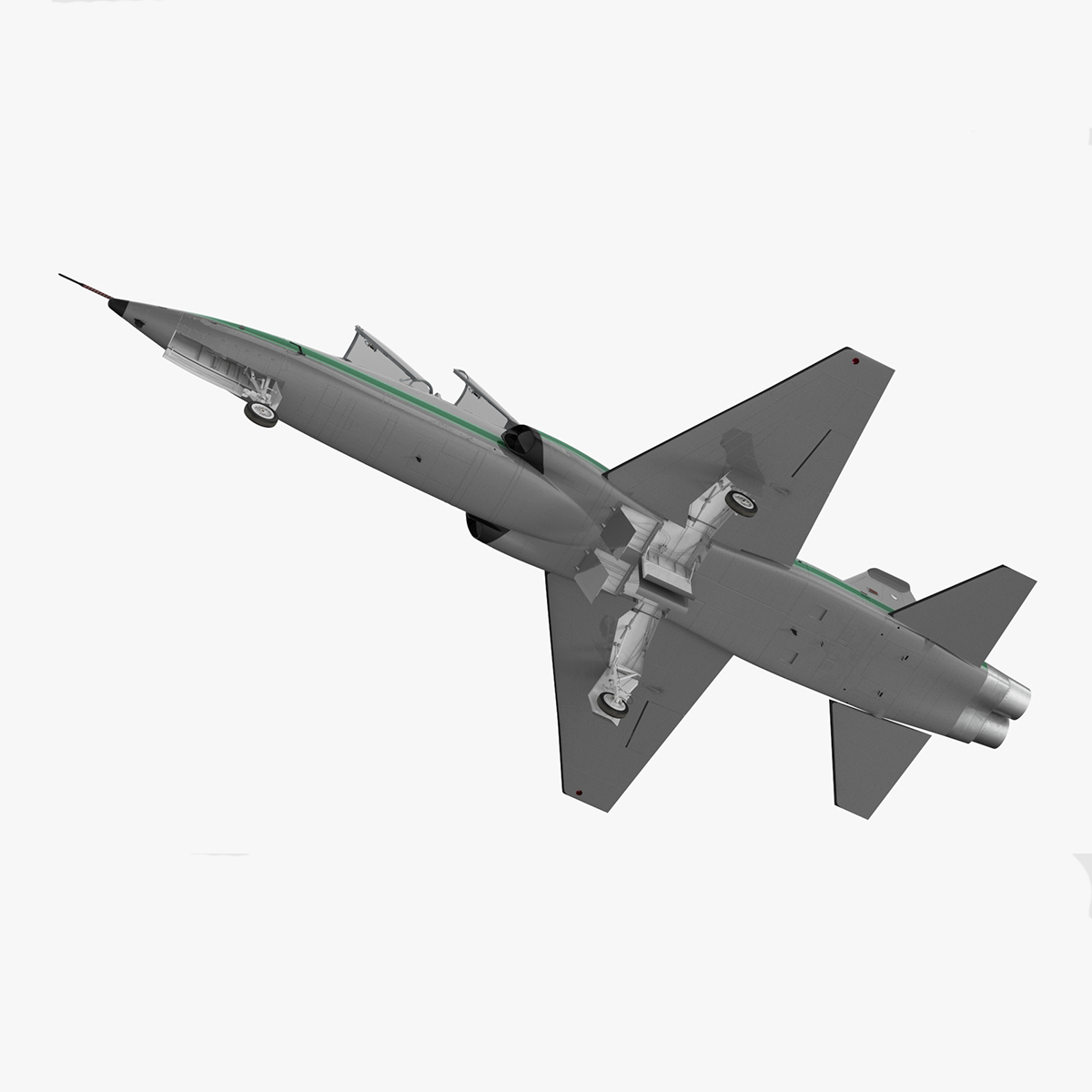 Two-seat Supersonic Jet Trainer Grey Rigged for Maya 3D