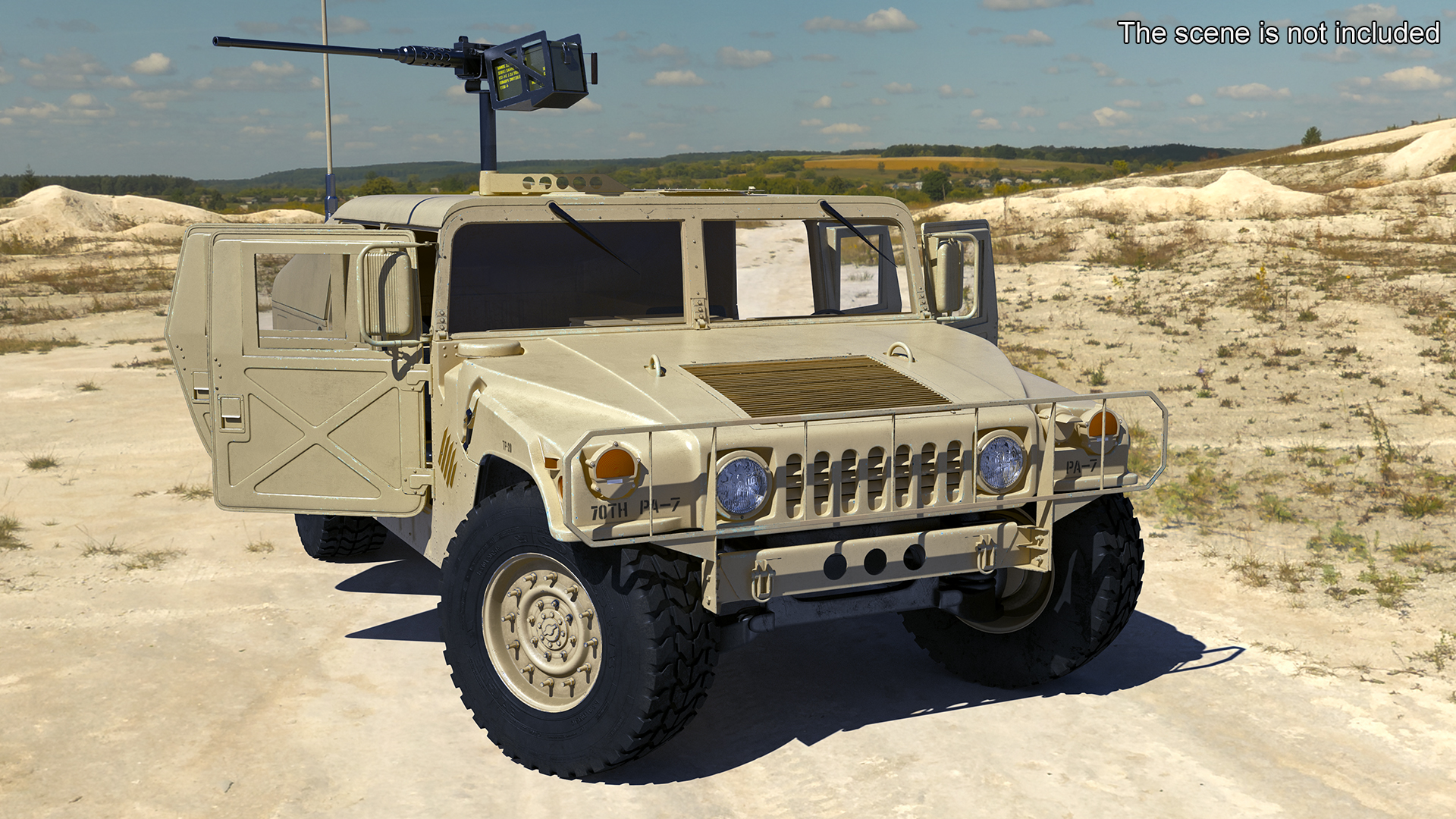 Military Humvee with Mounted Machine Gun Rigged 3D
