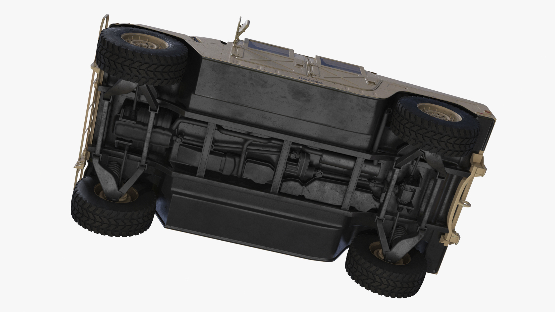 Military Humvee with Mounted Machine Gun Rigged 3D