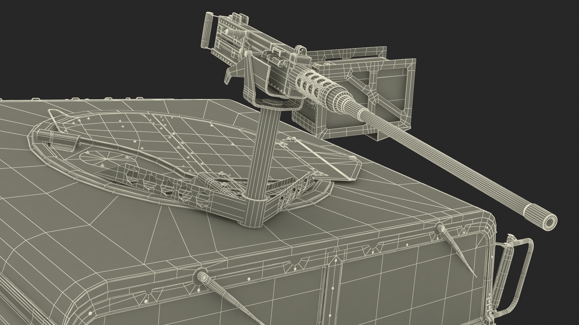 Military Humvee with Mounted Machine Gun Rigged 3D