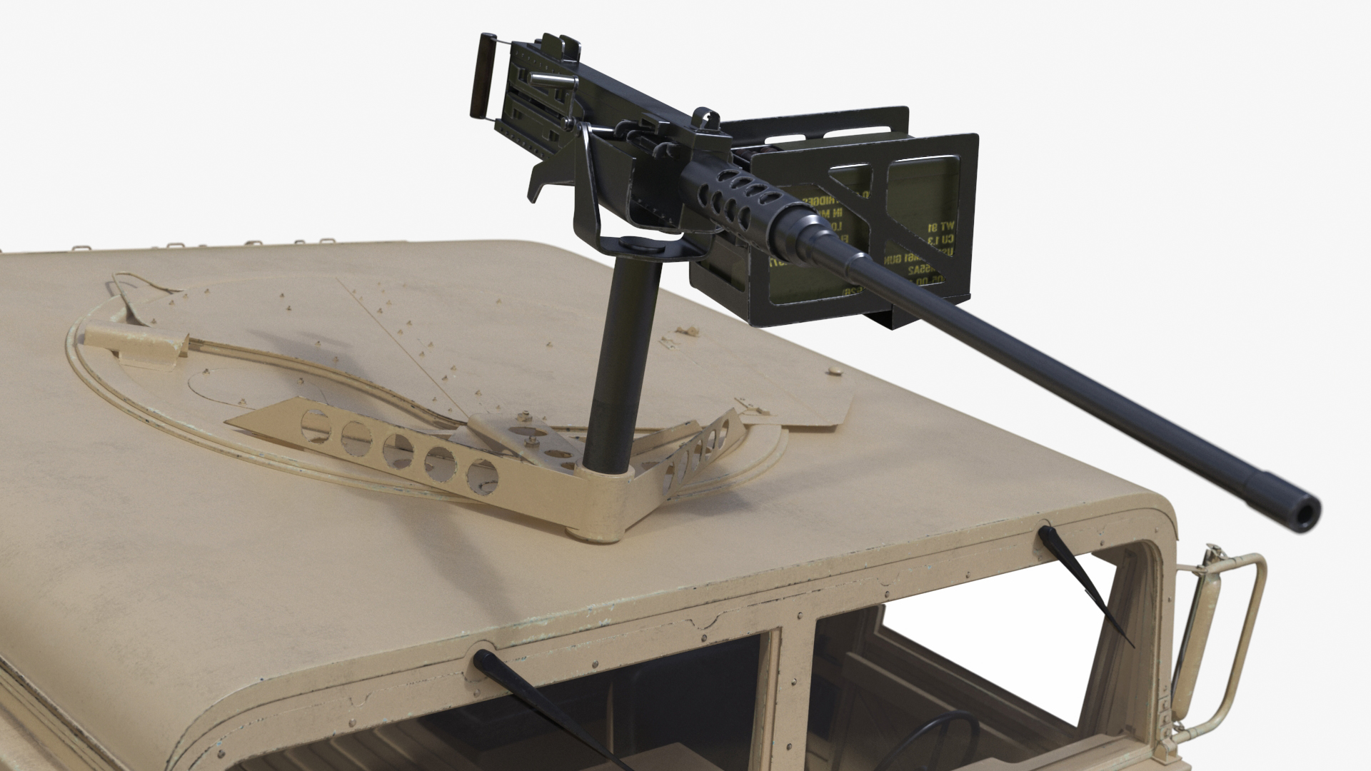 Military Humvee with Mounted Machine Gun Rigged 3D