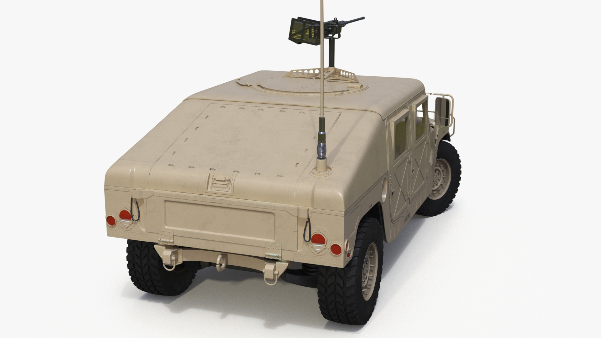 Military Humvee with Mounted Machine Gun Rigged 3D