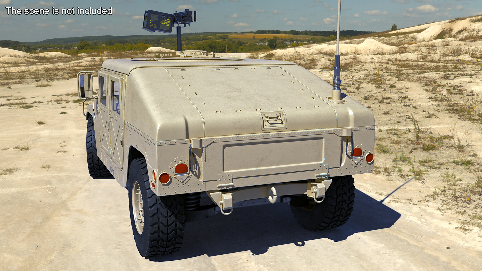 Military Humvee with Mounted Machine Gun Rigged 3D