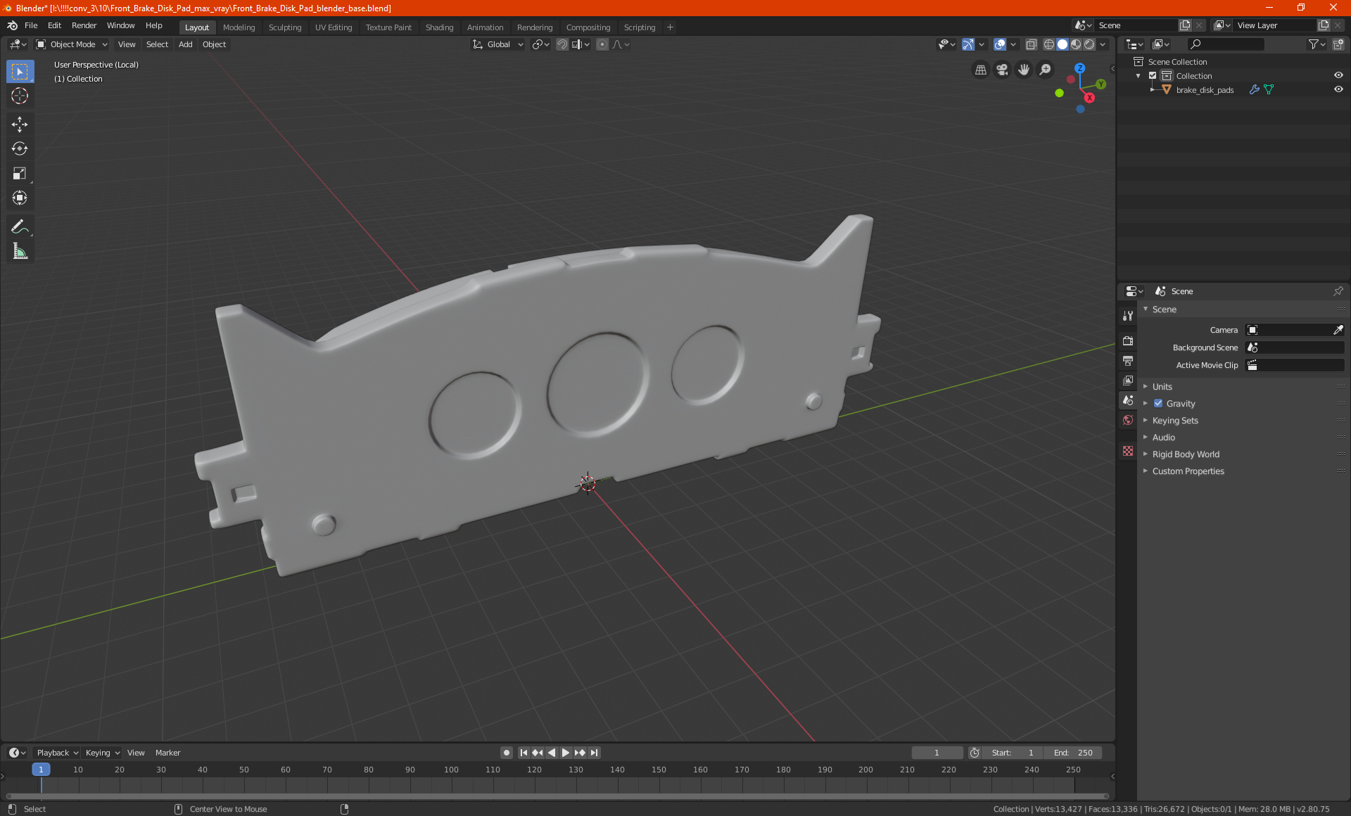 3D model Front Brake Disk Pad