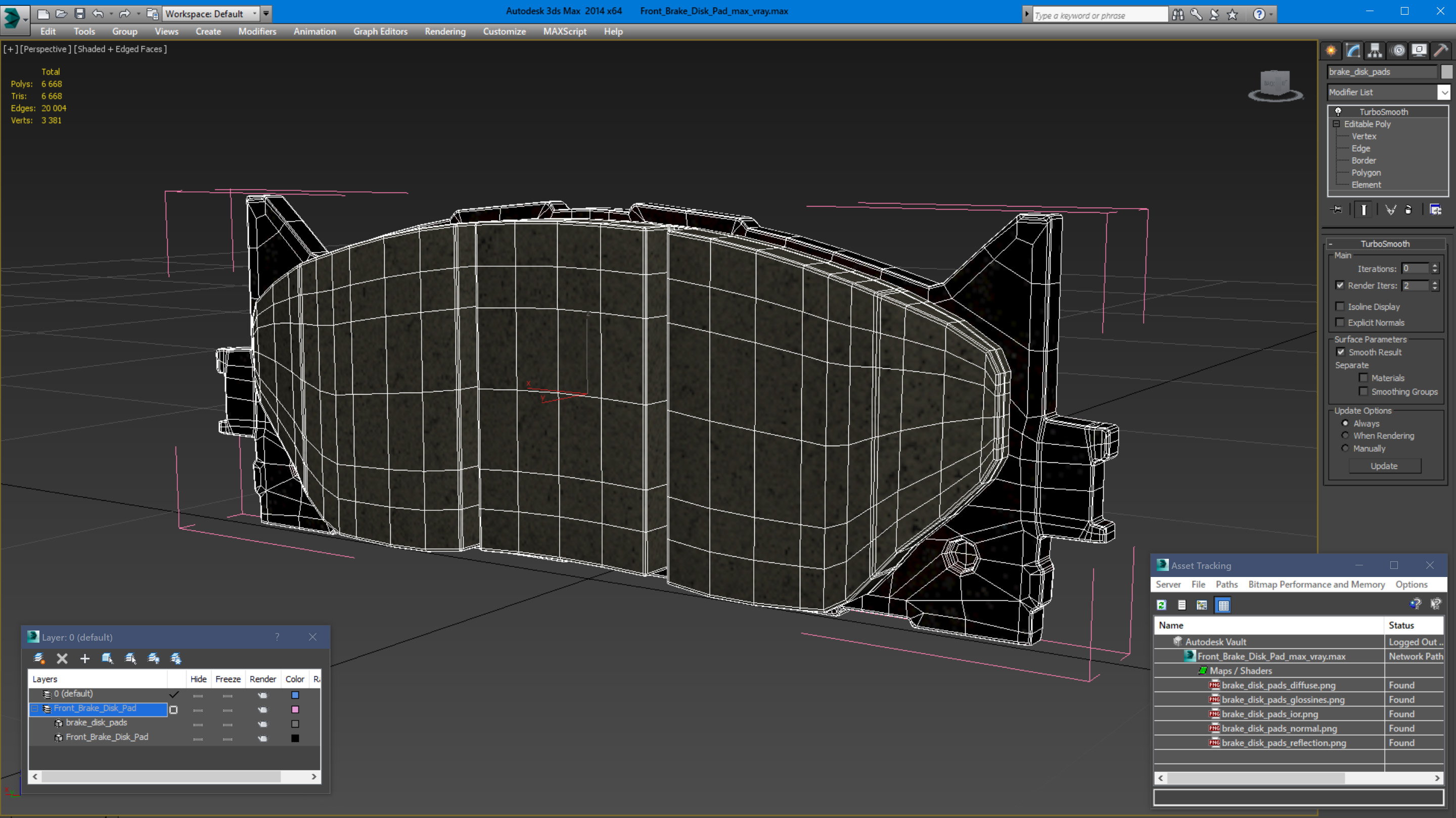3D model Front Brake Disk Pad