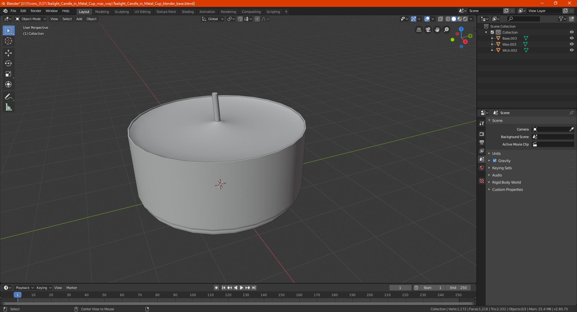3D Tealight Candle in Metal Cup model