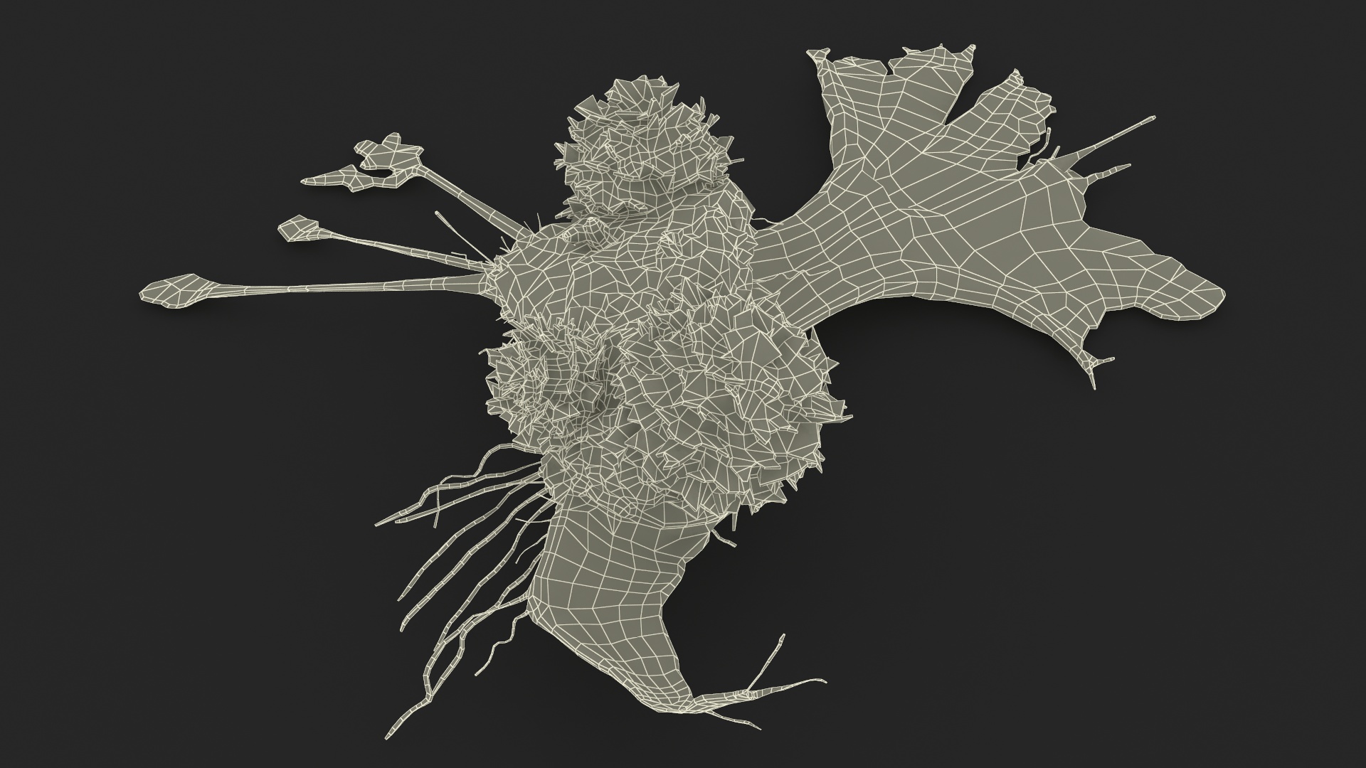 3D model Cancer Cell with 3 Lymphocytes