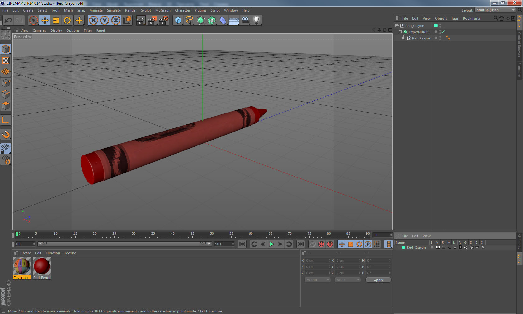 3D model Red Crayon