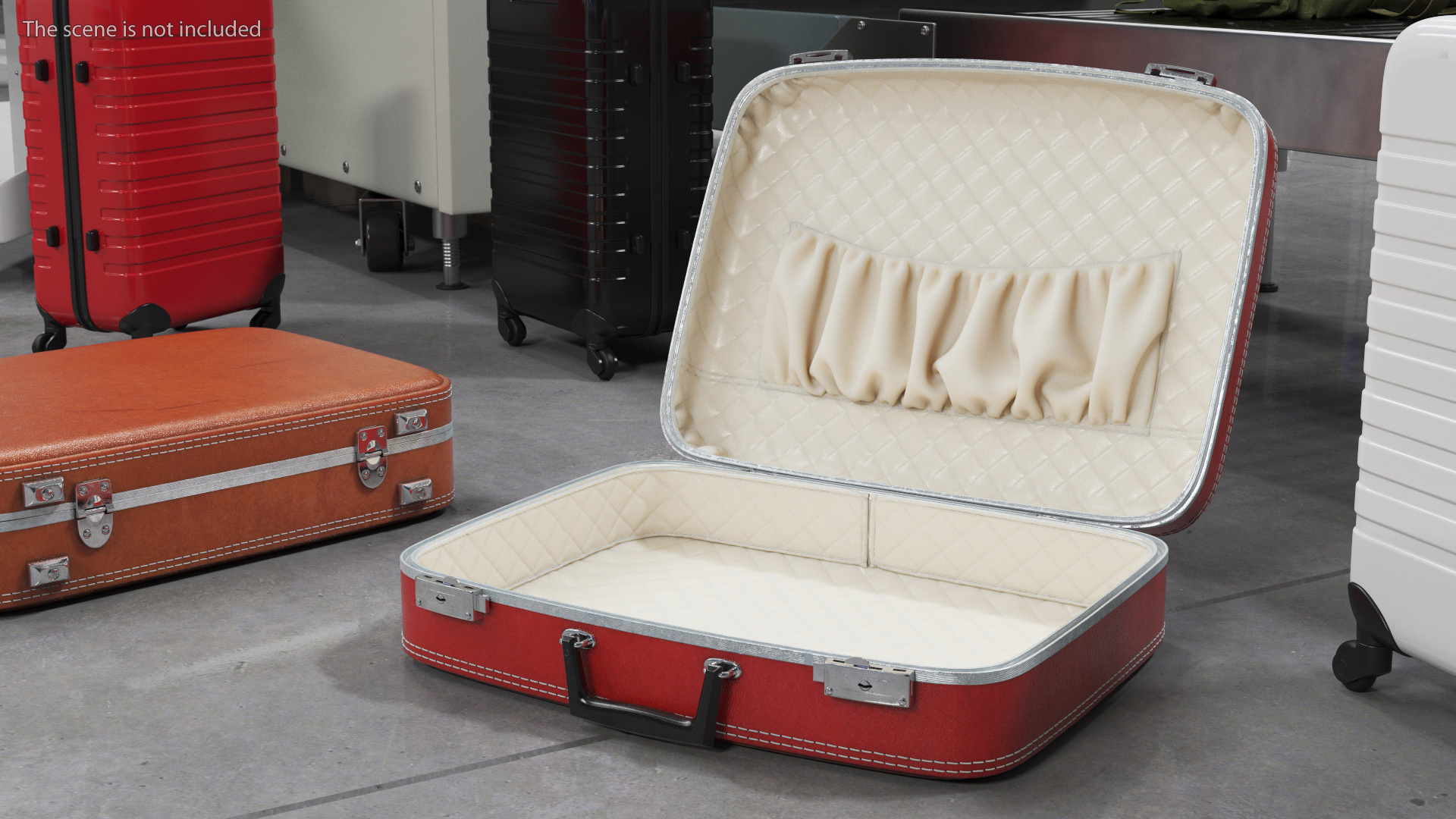 3D model Vintage Open Red Suitcase