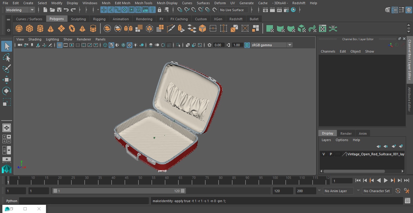 3D model Vintage Open Red Suitcase