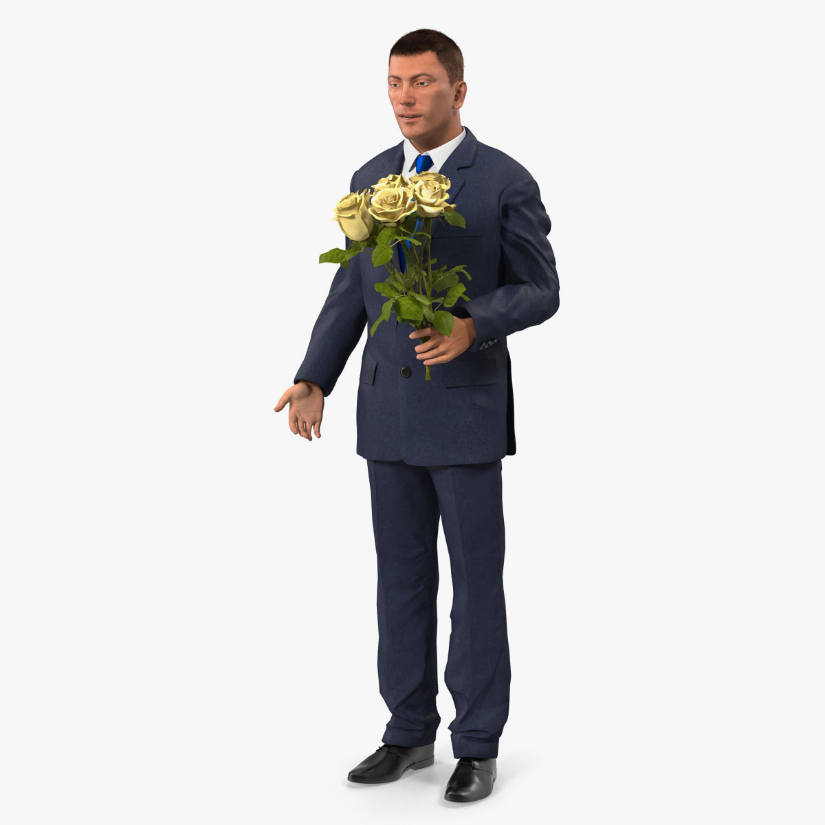 Man With Yellow Roses 3D Model